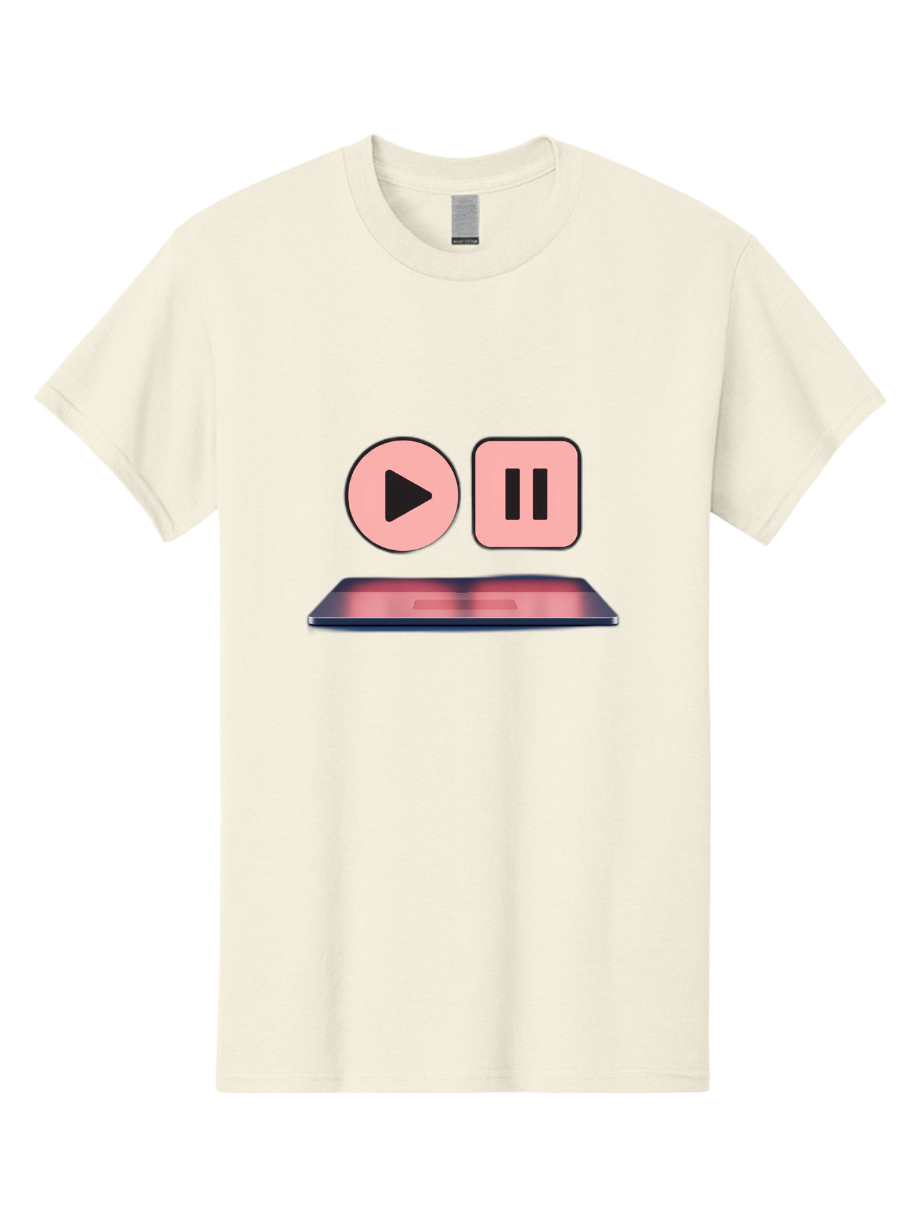 Play-Pause-1 Men'S Graphic Tee, 100% Cotton, Comfortable Casual Summer Wear, Machine Washable, Play Button, Pause Button, Media Controls, Video Player, Music Playback, Control Icons, Playback Controls, User Interface Bac332