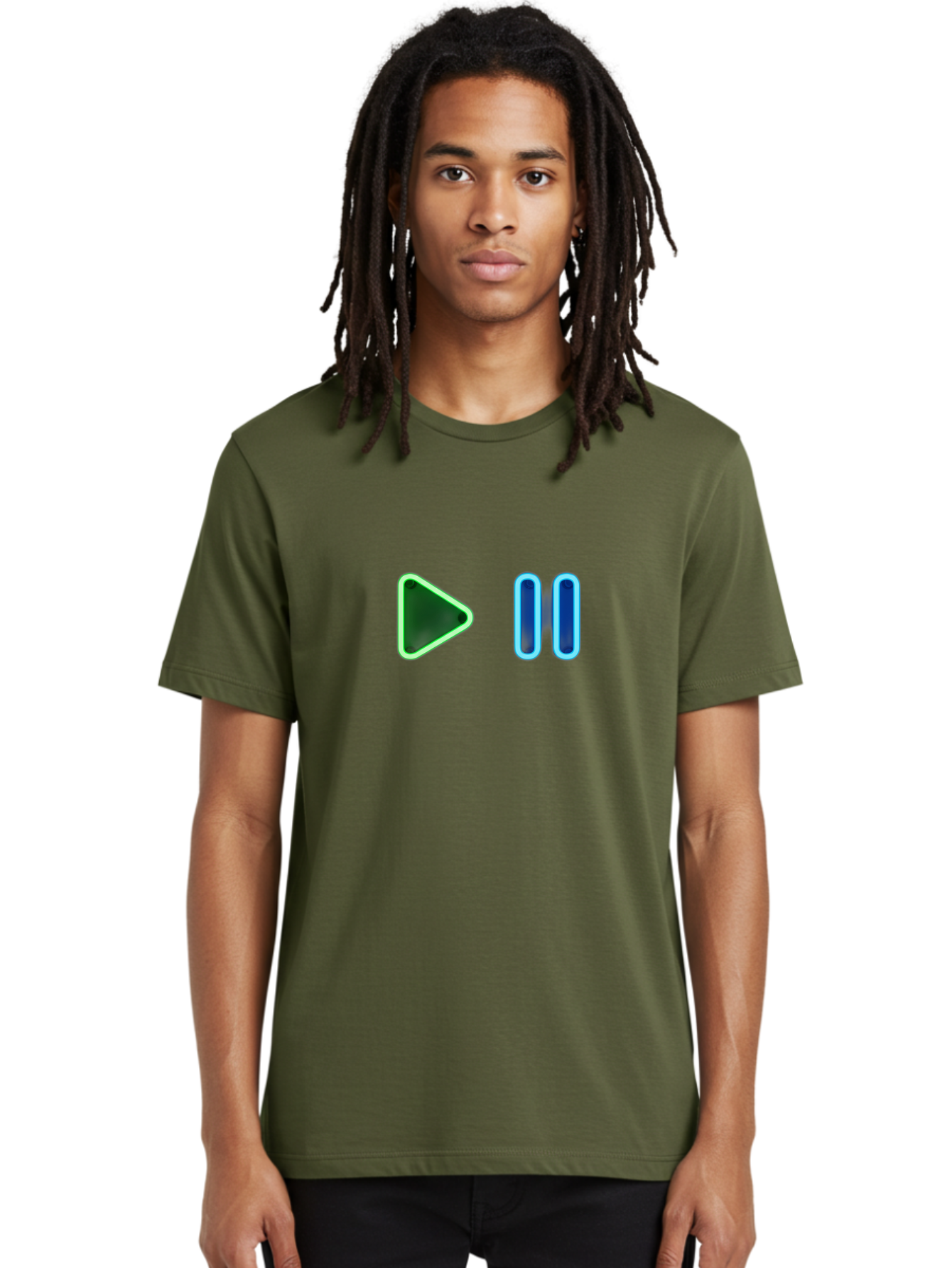 Play-Pause-Buttons Men'S Graphic Tee, 100% Cotton, Comfortable Casual Summer Wear, Machine Washable, Media Controls, Play Button, Pause Button, Video Player, Music Controls, Interface Elements, User Interface Bac333