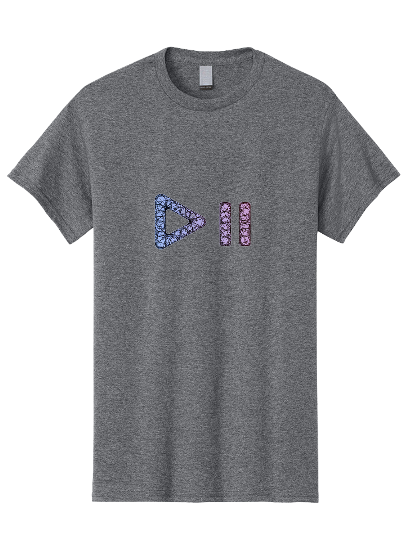 Play-Pause-Symbols Men'S Graphic Tee, 100% Cotton, Comfortable Casual Summer Wear, Machine Washable, Play And Pause Button, Media Controls, Music Control, Multimedia Icons, Abstract Geometric Pattern, Purple And Black Design, Digital Art, Bac334