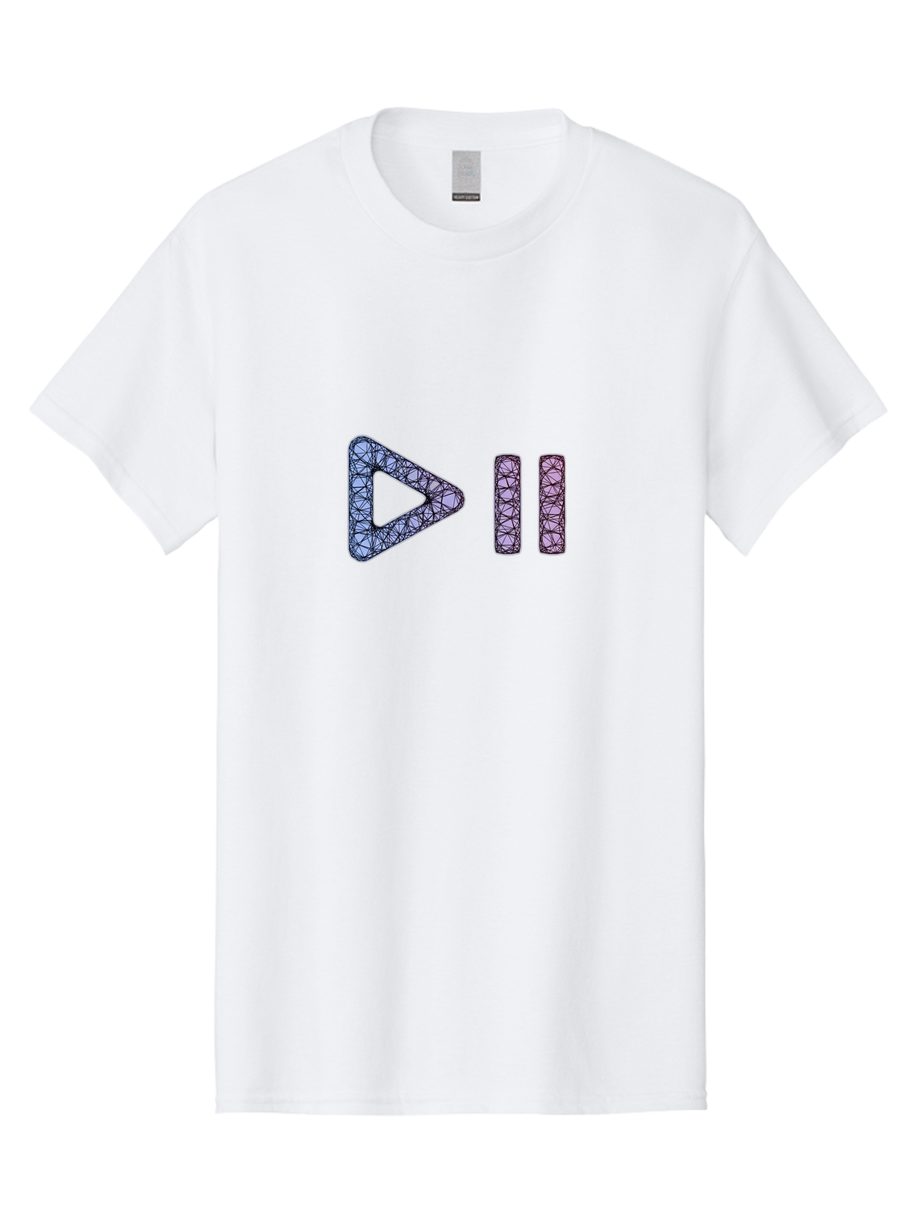 Play-Pause-Symbols Men'S Graphic Tee, 100% Cotton, Comfortable Casual Summer Wear, Machine Washable, Play And Pause Button, Media Controls, Music Control, Multimedia Icons, Abstract Geometric Pattern, Purple And Black Design, Digital Art, Bac334