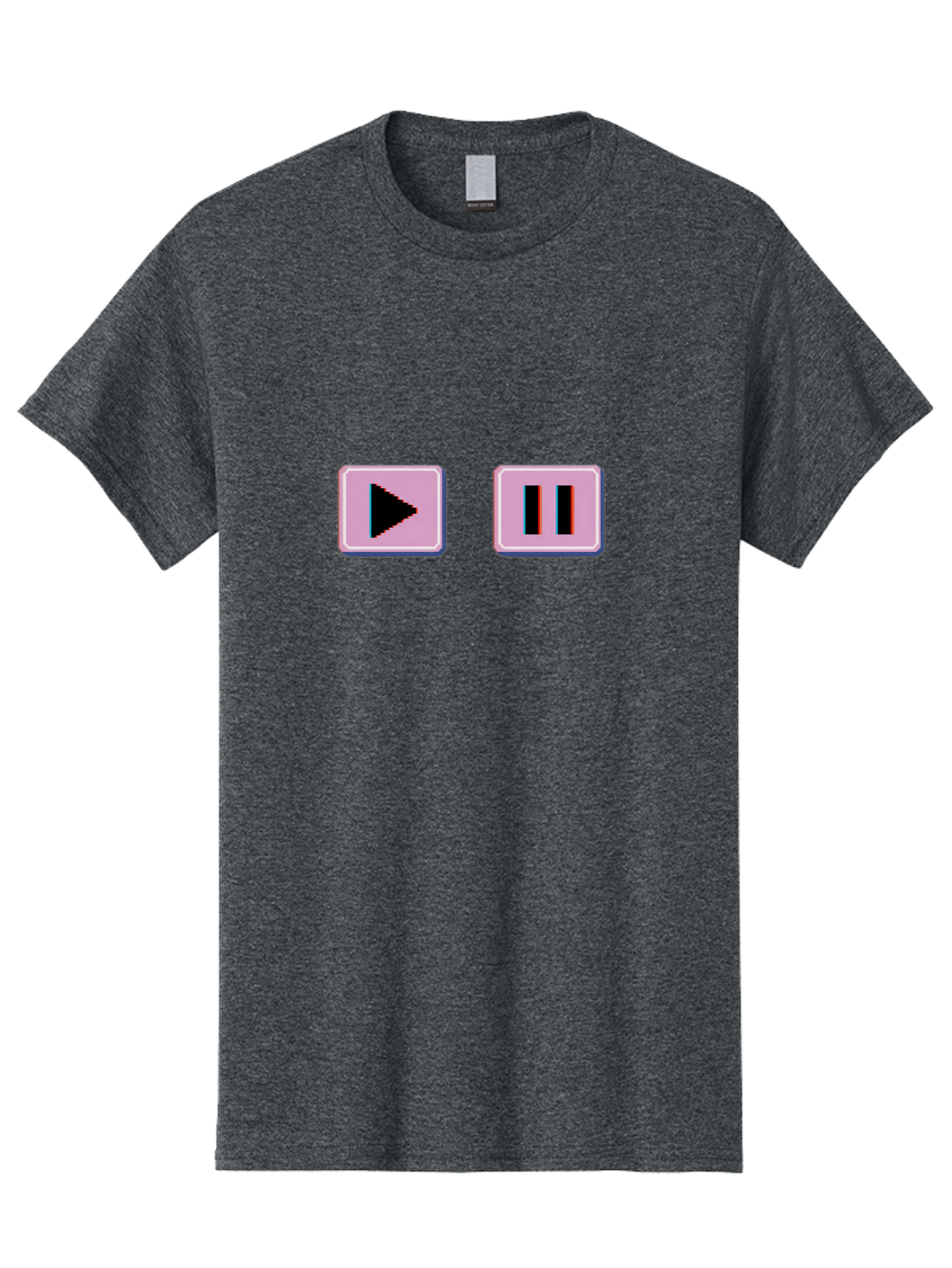 Play-Pause Men'S Graphic Tee, 100% Cotton, Comfortable Casual Summer Wear, Machine Washable, Play Button, Pause Button, Media Controls, Video Player, Music Controls, User Interface, Ui Elements, Digital Graphics Bac335