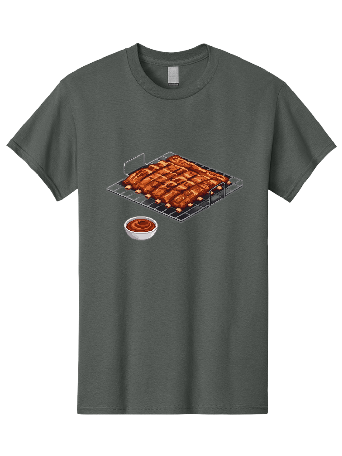 Pork-Ribs-On-Grill Men'S Graphic Tee, 100% Cotton, Comfortable Casual Summer Wear, Machine Washable, Barbecue Ribs, Grilled Pork, Barbecue Sauce, Bbq Ribs, Meat On The Grill, Delicious Food, Barbecue Style, Grilled Meat Bac340