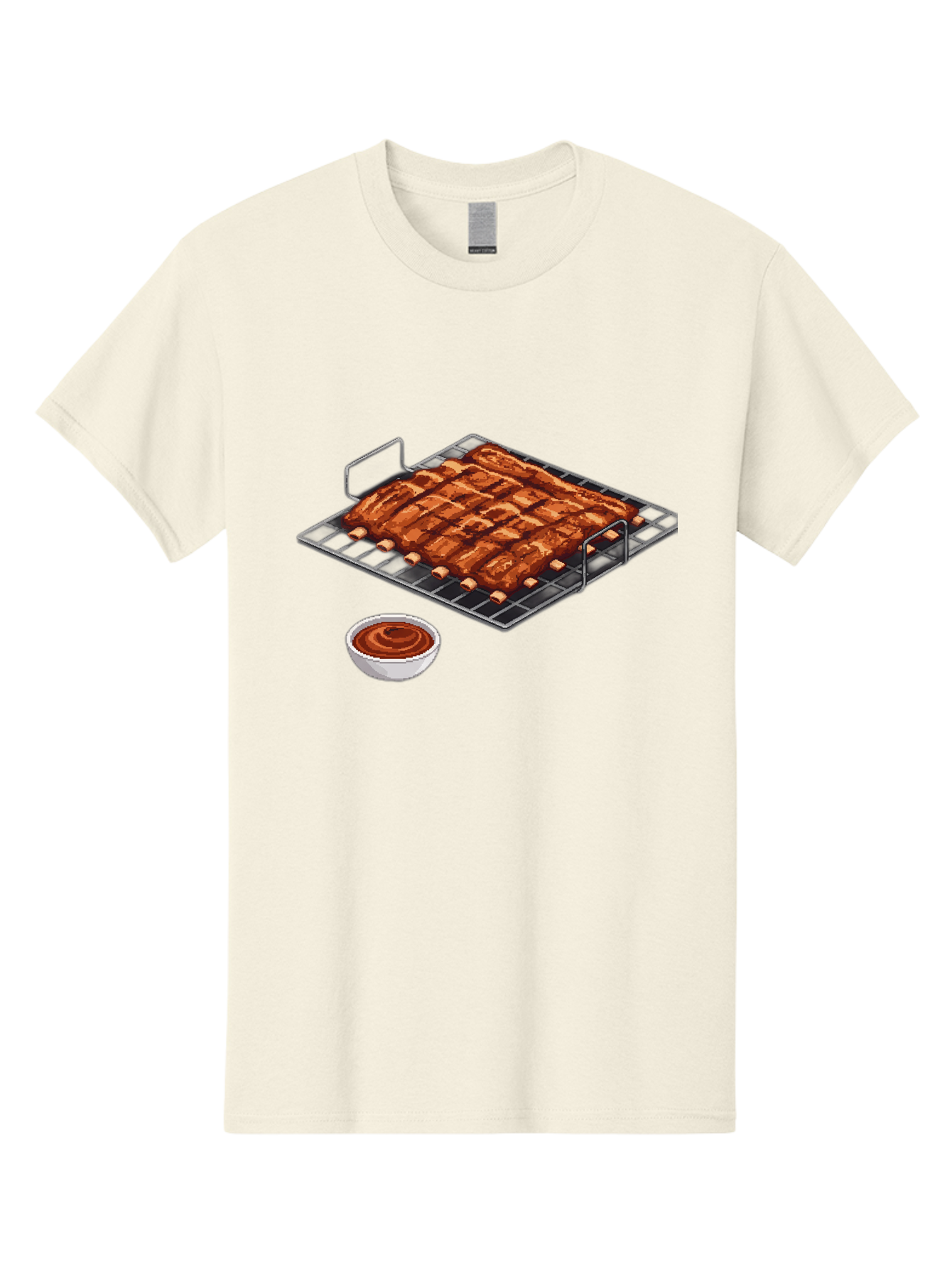 Pork-Ribs-On-Grill Men'S Graphic Tee, 100% Cotton, Comfortable Casual Summer Wear, Machine Washable, Barbecue Ribs, Grilled Pork, Barbecue Sauce, Bbq Ribs, Meat On The Grill, Delicious Food, Barbecue Style, Grilled Meat Bac340