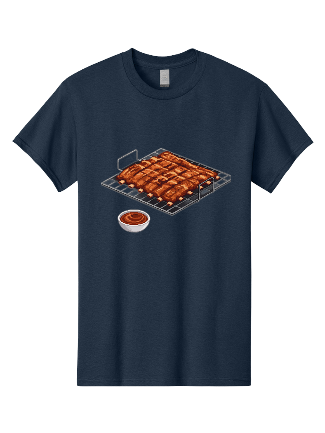 Pork-Ribs-On-Grill Men'S Graphic Tee, 100% Cotton, Comfortable Casual Summer Wear, Machine Washable, Barbecue Ribs, Grilled Pork, Barbecue Sauce, Bbq Ribs, Meat On The Grill, Delicious Food, Barbecue Style, Grilled Meat Bac340