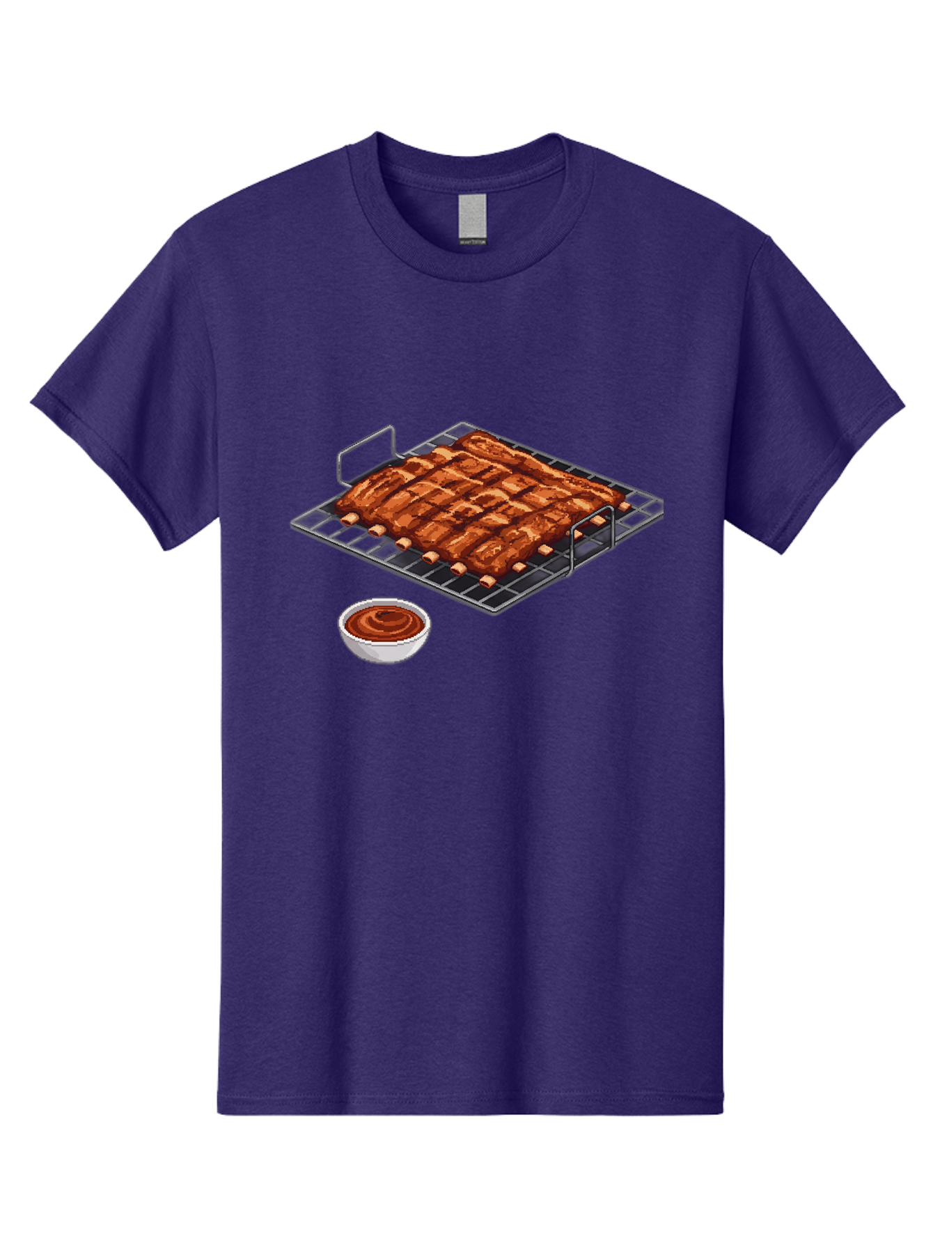 Pork-Ribs-On-Grill Men'S Graphic Tee, 100% Cotton, Comfortable Casual Summer Wear, Machine Washable, Barbecue Ribs, Grilled Pork, Barbecue Sauce, Bbq Ribs, Meat On The Grill, Delicious Food, Barbecue Style, Grilled Meat Bac340