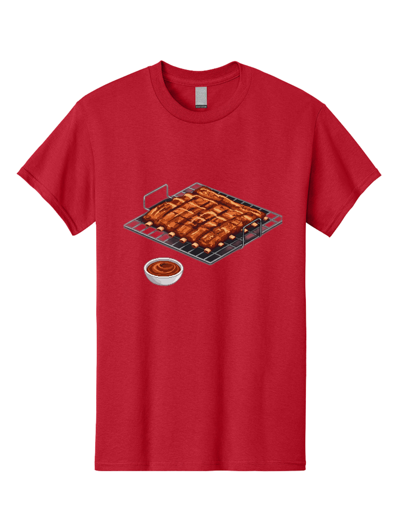Pork-Ribs-On-Grill Men'S Graphic Tee, 100% Cotton, Comfortable Casual Summer Wear, Machine Washable, Barbecue Ribs, Grilled Pork, Barbecue Sauce, Bbq Ribs, Meat On The Grill, Delicious Food, Barbecue Style, Grilled Meat Bac340