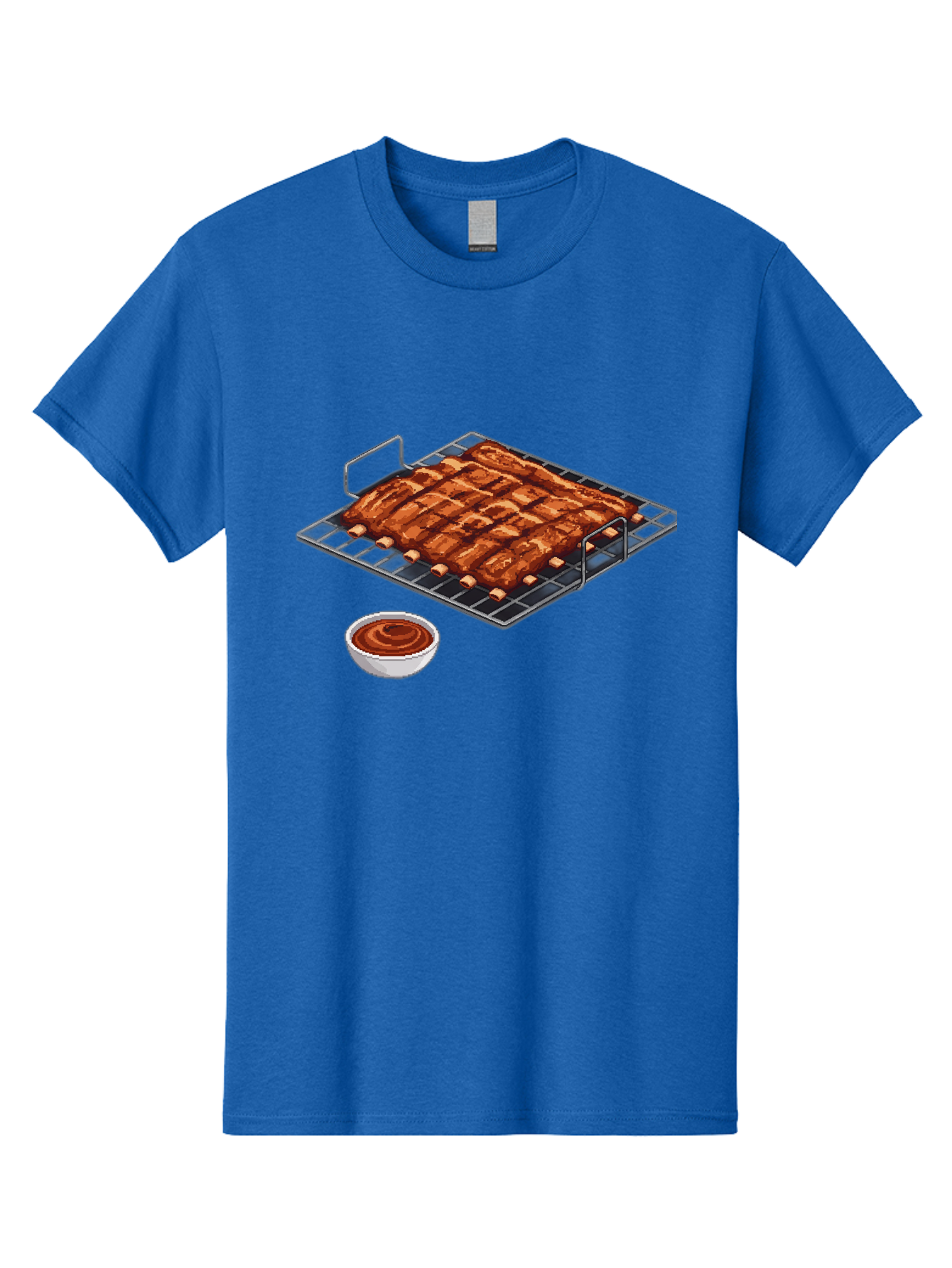 Pork-Ribs-On-Grill Men'S Graphic Tee, 100% Cotton, Comfortable Casual Summer Wear, Machine Washable, Barbecue Ribs, Grilled Pork, Barbecue Sauce, Bbq Ribs, Meat On The Grill, Delicious Food, Barbecue Style, Grilled Meat Bac340