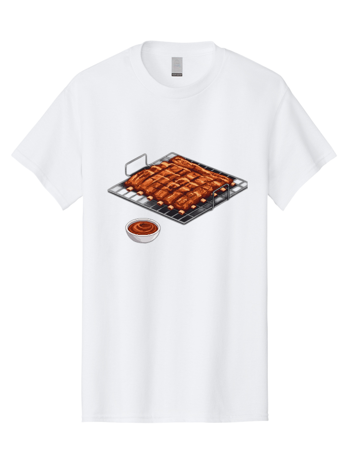 Pork-Ribs-On-Grill Men'S Graphic Tee, 100% Cotton, Comfortable Casual Summer Wear, Machine Washable, Barbecue Ribs, Grilled Pork, Barbecue Sauce, Bbq Ribs, Meat On The Grill, Delicious Food, Barbecue Style, Grilled Meat Bac340