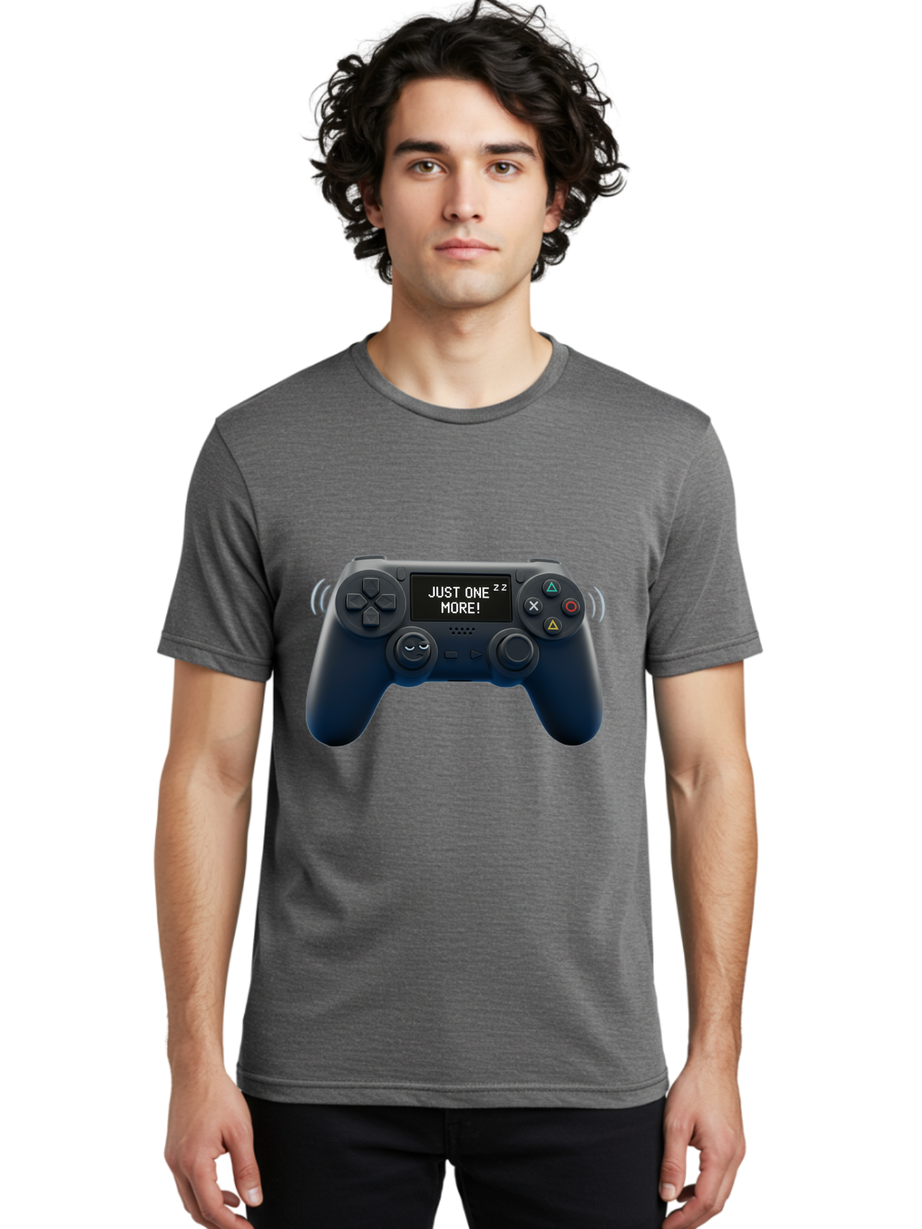 Ps4-Controller Men'S Graphic Tee, 100% Cotton, Comfortable Casual Summer Wear, Machine Washable, Game Controller, Gaming, Video Games, Ps4 Controller, Joystick, Gamepad, Gaming Addiction, Gaming Habit, Just One More, Sleep Deprivation, Bac343