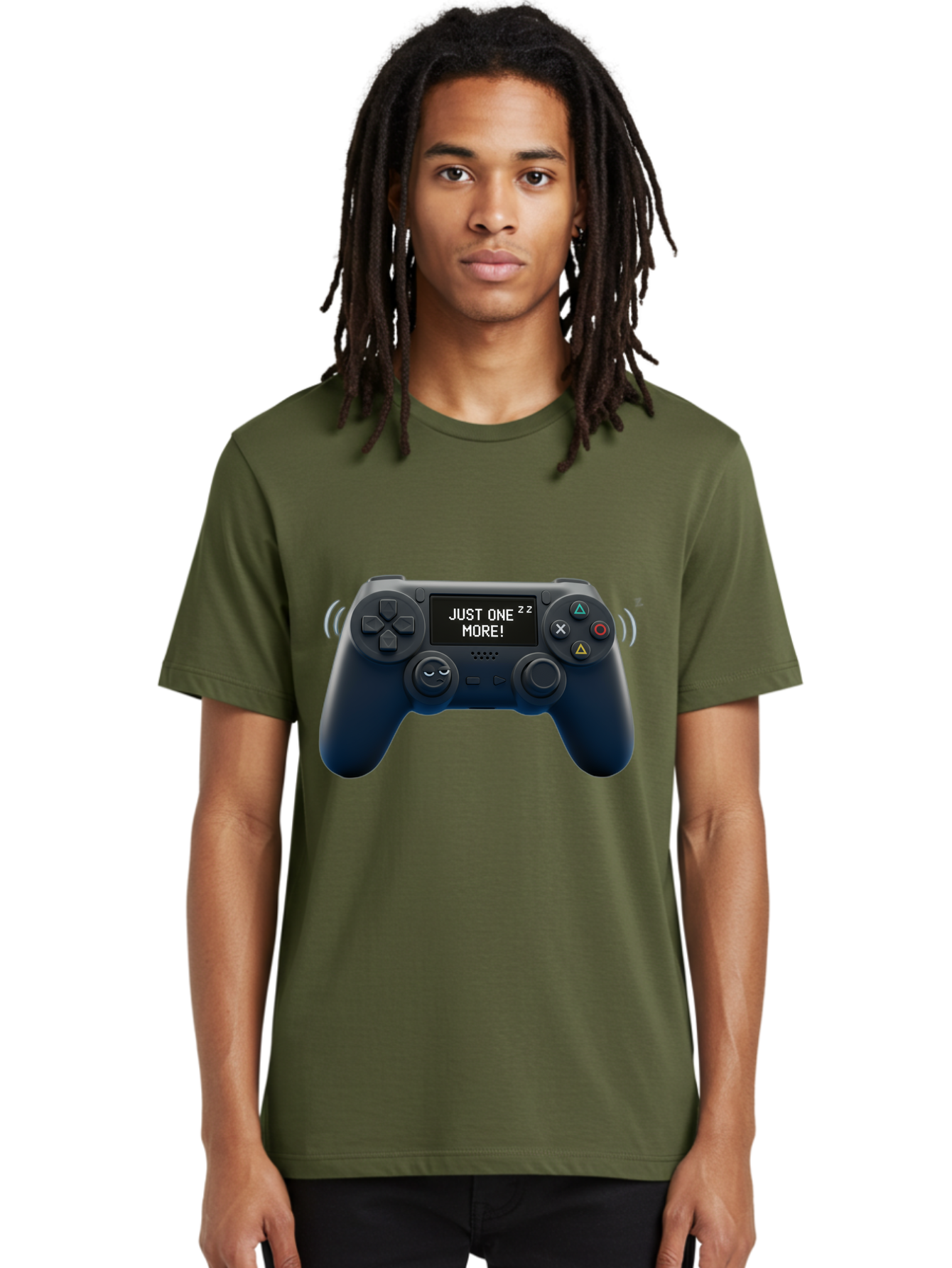 Ps4-Controller Men'S Graphic Tee, 100% Cotton, Comfortable Casual Summer Wear, Machine Washable, Game Controller, Gaming, Video Games, Ps4 Controller, Joystick, Gamepad, Gaming Addiction, Gaming Habit, Just One More, Sleep Deprivation, Bac343