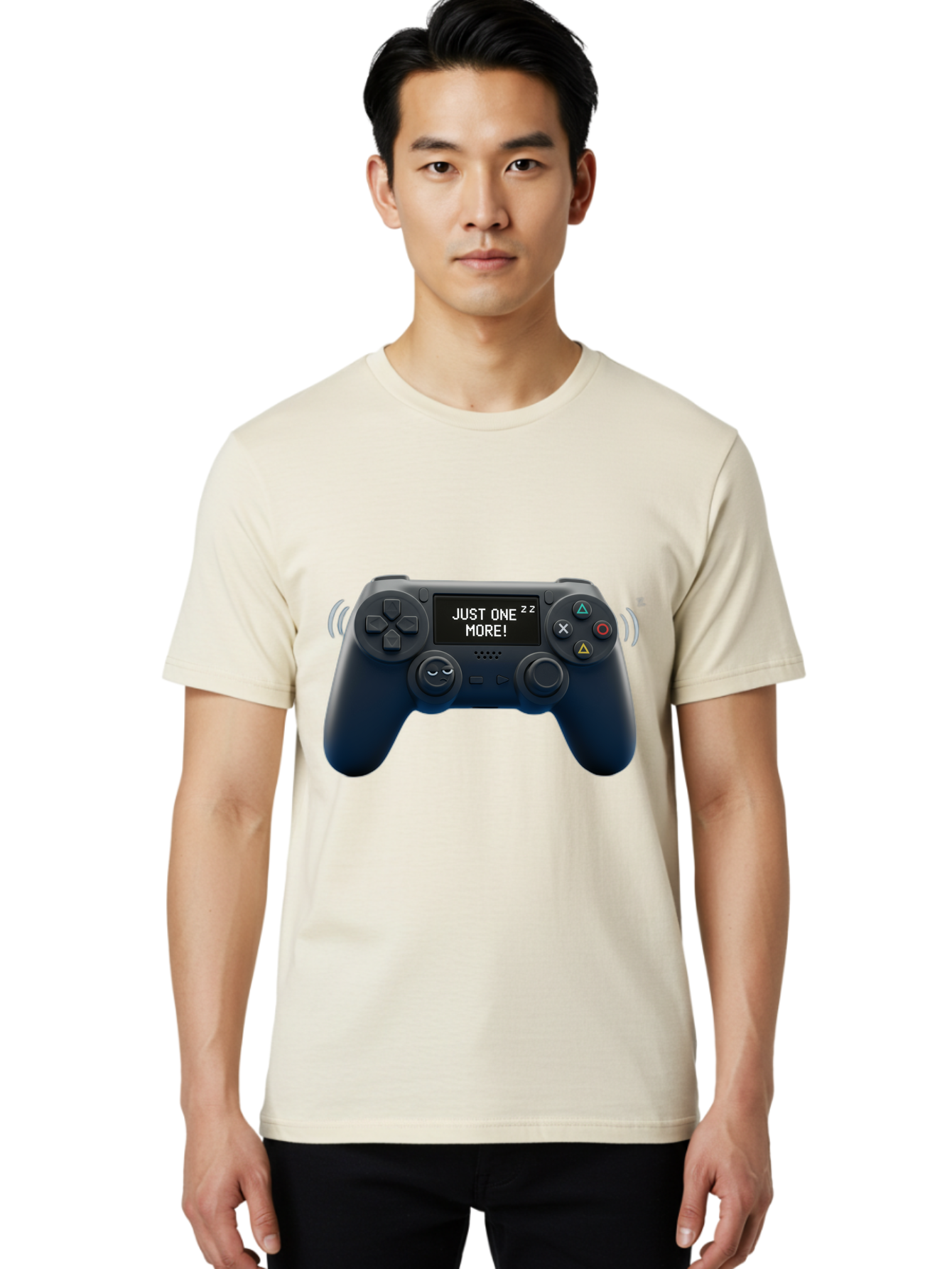 Ps4-Controller Men'S Graphic Tee, 100% Cotton, Comfortable Casual Summer Wear, Machine Washable, Game Controller, Gaming, Video Games, Ps4 Controller, Joystick, Gamepad, Gaming Addiction, Gaming Habit, Just One More, Sleep Deprivation, Bac343