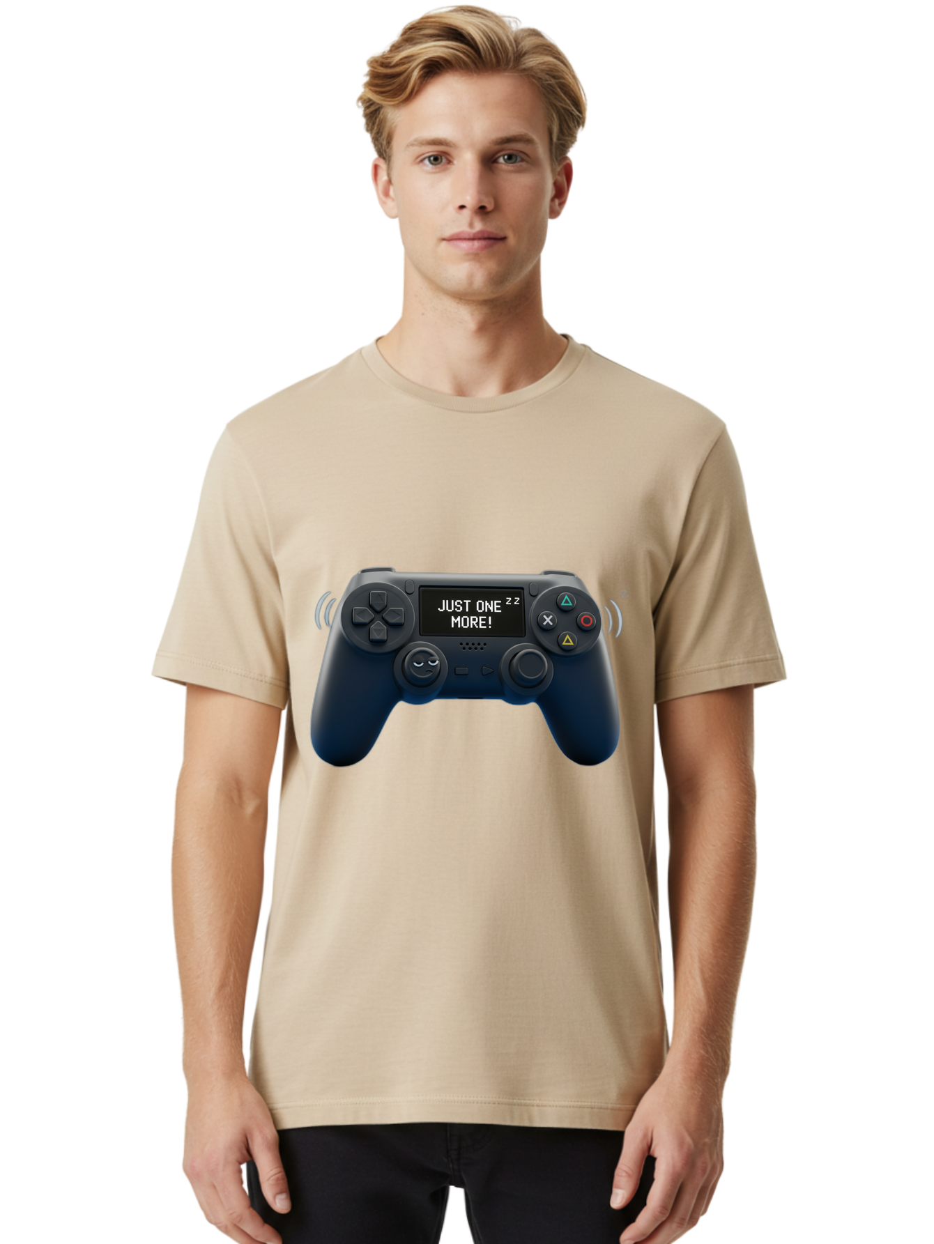 Ps4-Controller Men'S Graphic Tee, 100% Cotton, Comfortable Casual Summer Wear, Machine Washable, Game Controller, Gaming, Video Games, Ps4 Controller, Joystick, Gamepad, Gaming Addiction, Gaming Habit, Just One More, Sleep Deprivation, Bac343