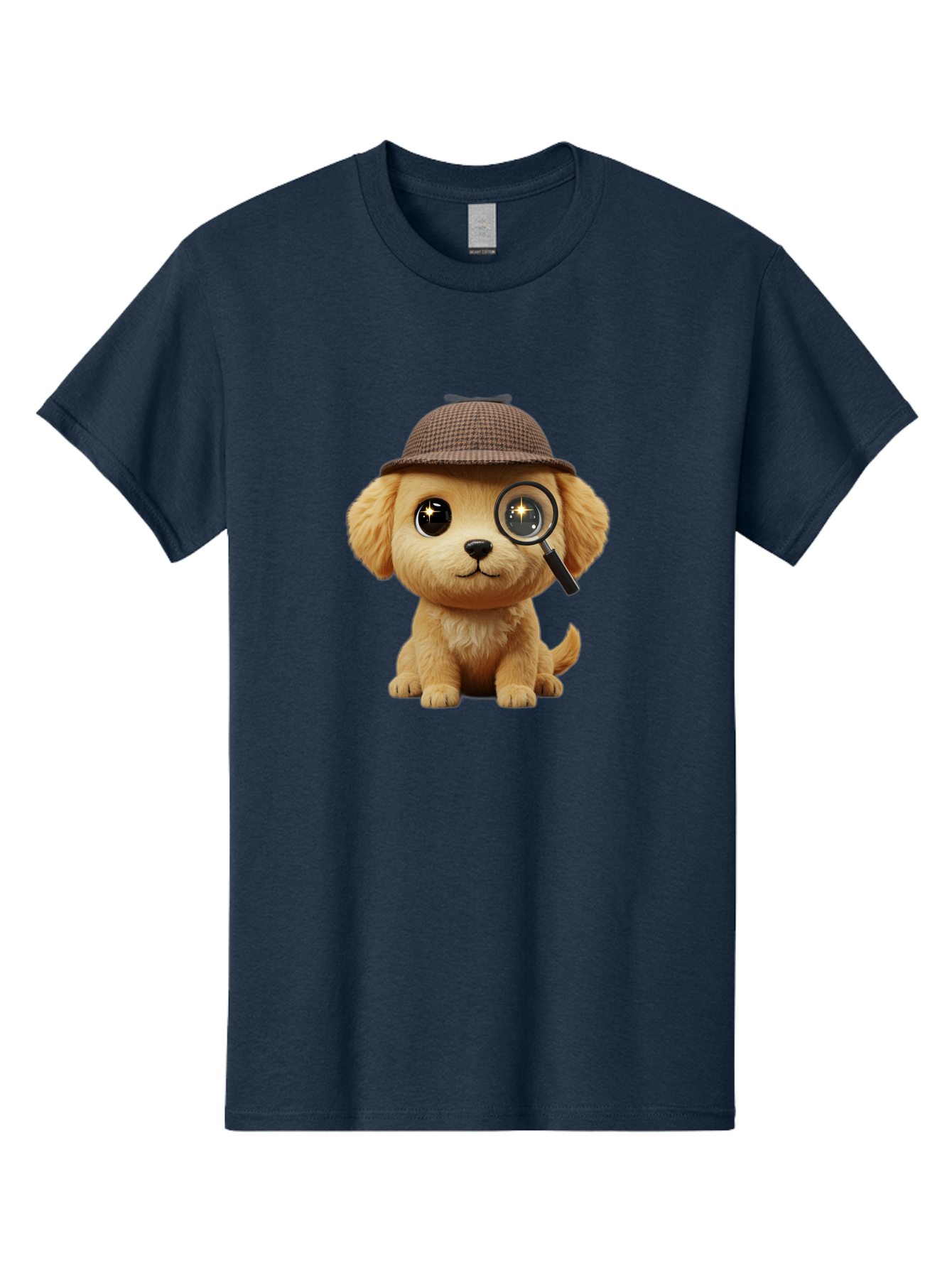 Puppy-Detective Men'S Graphic Tee, 100% Cotton, Comfortable Casual Summer Wear, Machine Washable, Puppy Wearing A Deerstalker Cap, Magnifying Glass, Detective Theme, Cute Puppy, Investigation, Mystery Solving, Dog Character, Cartoon Style Bac346