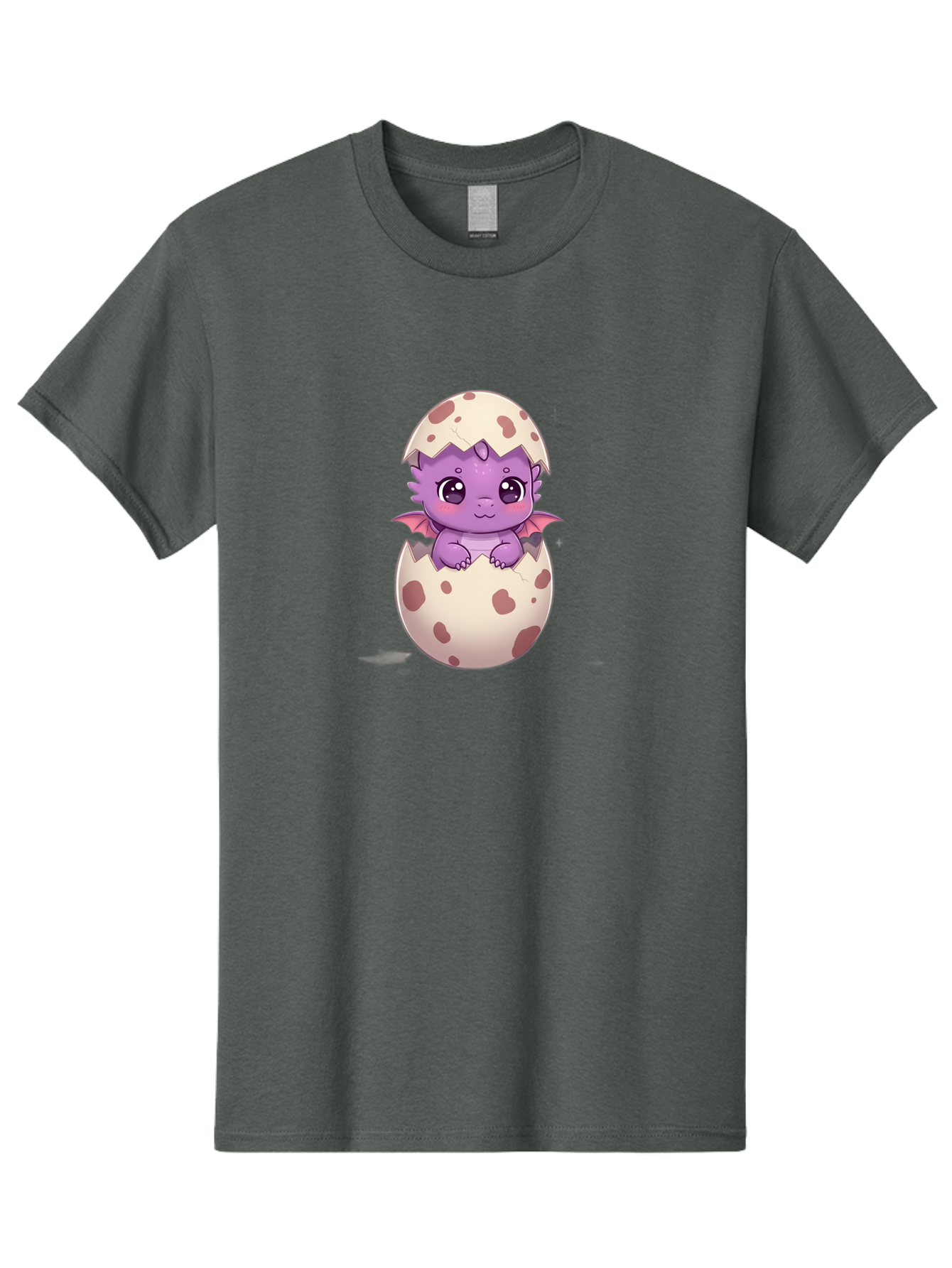 Purple-Dragon-Hatching Men'S Graphic Tee, 100% Cotton, Comfortable Casual Summer Wear, Machine Washable, Cute Dragon Hatching, Adorable Creature, Fantasy Art, Purple Dragon, Eggshell, Cartoon Character, Nursery Decor, Baby Dragon, Bac356