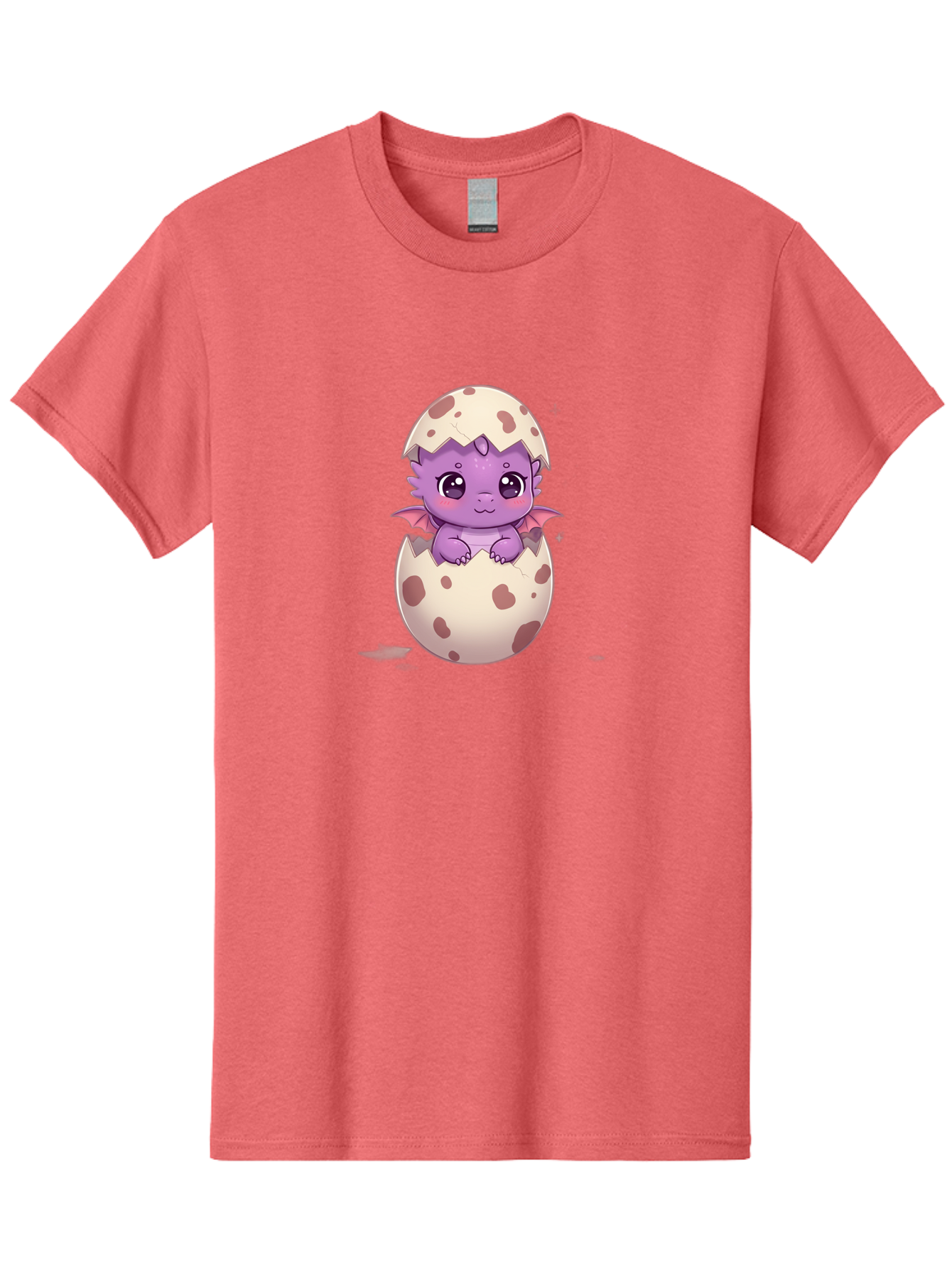 Purple-Dragon-Hatching Men'S Graphic Tee, 100% Cotton, Comfortable Casual Summer Wear, Machine Washable, Cute Dragon Hatching, Adorable Creature, Fantasy Art, Purple Dragon, Eggshell, Cartoon Character, Nursery Decor, Baby Dragon, Bac356
