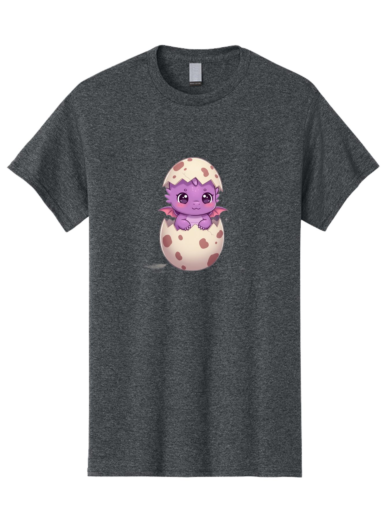 Purple-Dragon-Hatching Men'S Graphic Tee, 100% Cotton, Comfortable Casual Summer Wear, Machine Washable, Cute Dragon Hatching, Adorable Creature, Fantasy Art, Purple Dragon, Eggshell, Cartoon Character, Nursery Decor, Baby Dragon, Bac356