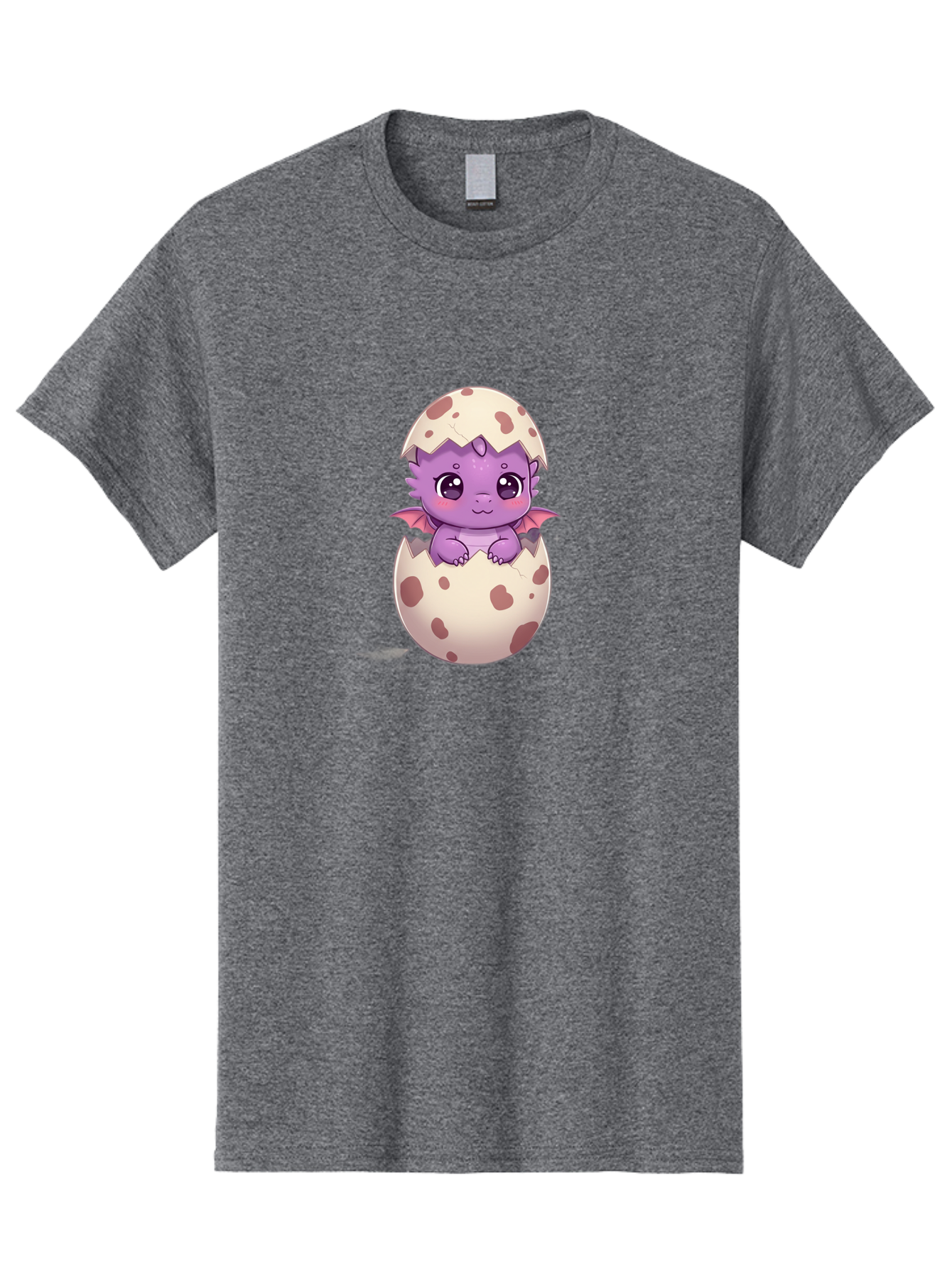 Purple-Dragon-Hatching Men'S Graphic Tee, 100% Cotton, Comfortable Casual Summer Wear, Machine Washable, Cute Dragon Hatching, Adorable Creature, Fantasy Art, Purple Dragon, Eggshell, Cartoon Character, Nursery Decor, Baby Dragon, Bac356
