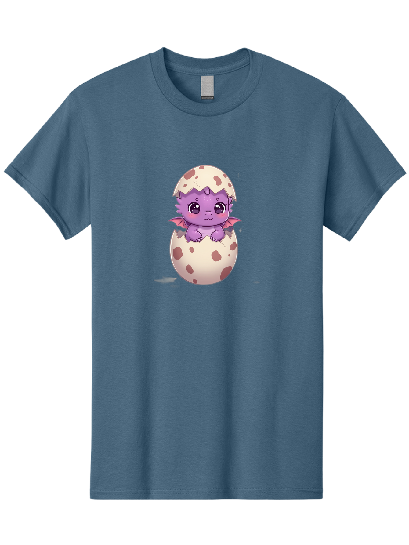 Purple-Dragon-Hatching Men'S Graphic Tee, 100% Cotton, Comfortable Casual Summer Wear, Machine Washable, Cute Dragon Hatching, Adorable Creature, Fantasy Art, Purple Dragon, Eggshell, Cartoon Character, Nursery Decor, Baby Dragon, Bac356