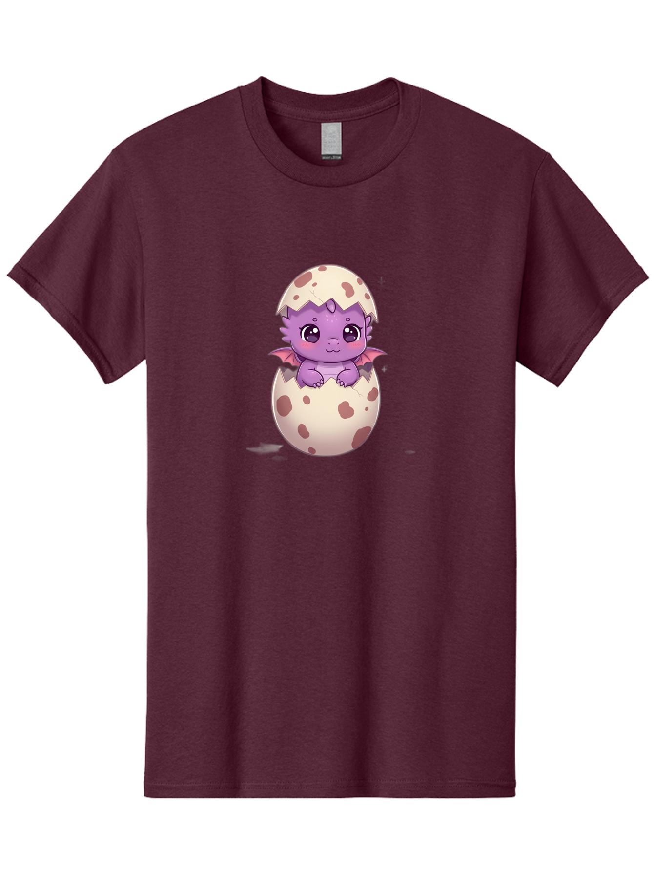 Purple-Dragon-Hatching Men'S Graphic Tee, 100% Cotton, Comfortable Casual Summer Wear, Machine Washable, Cute Dragon Hatching, Adorable Creature, Fantasy Art, Purple Dragon, Eggshell, Cartoon Character, Nursery Decor, Baby Dragon, Bac356