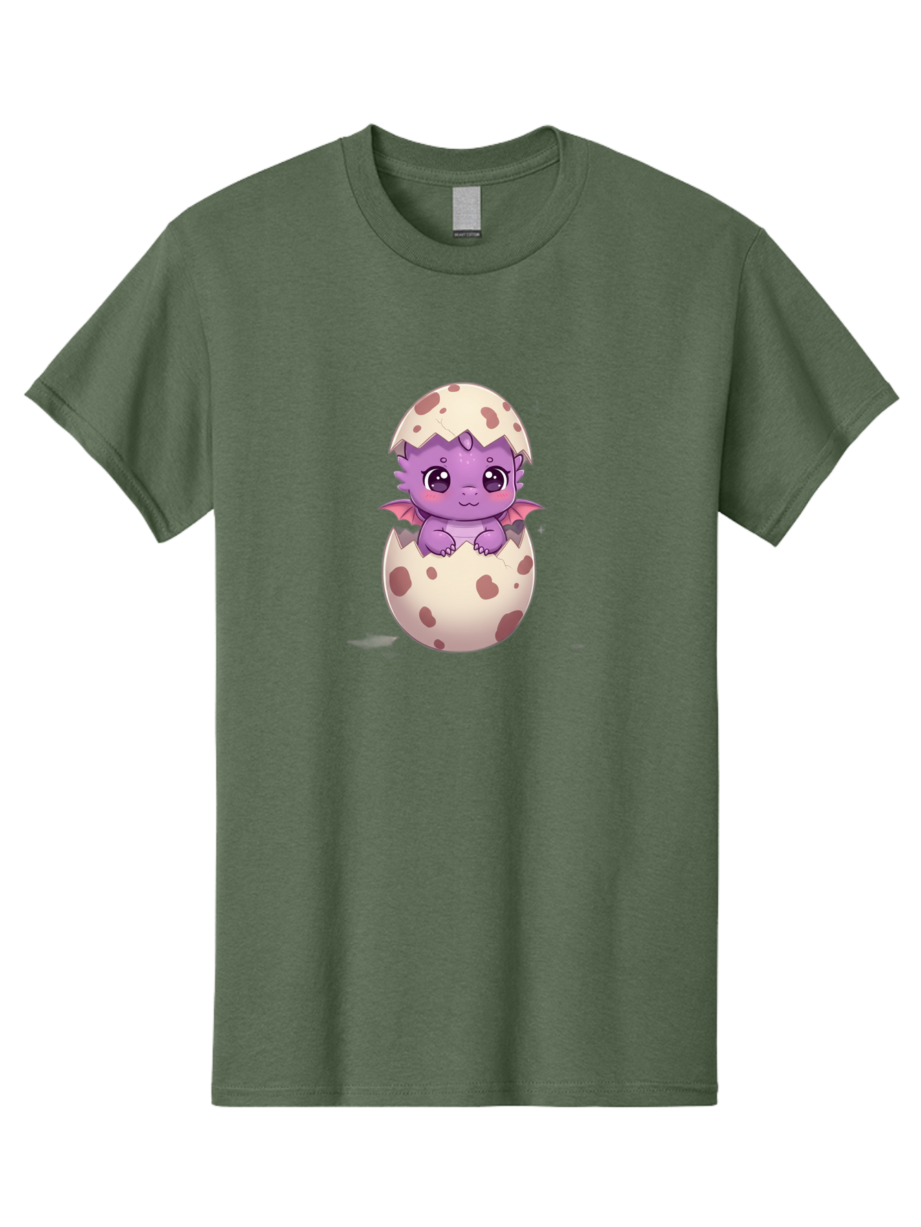 Purple-Dragon-Hatching Men'S Graphic Tee, 100% Cotton, Comfortable Casual Summer Wear, Machine Washable, Cute Dragon Hatching, Adorable Creature, Fantasy Art, Purple Dragon, Eggshell, Cartoon Character, Nursery Decor, Baby Dragon, Bac356