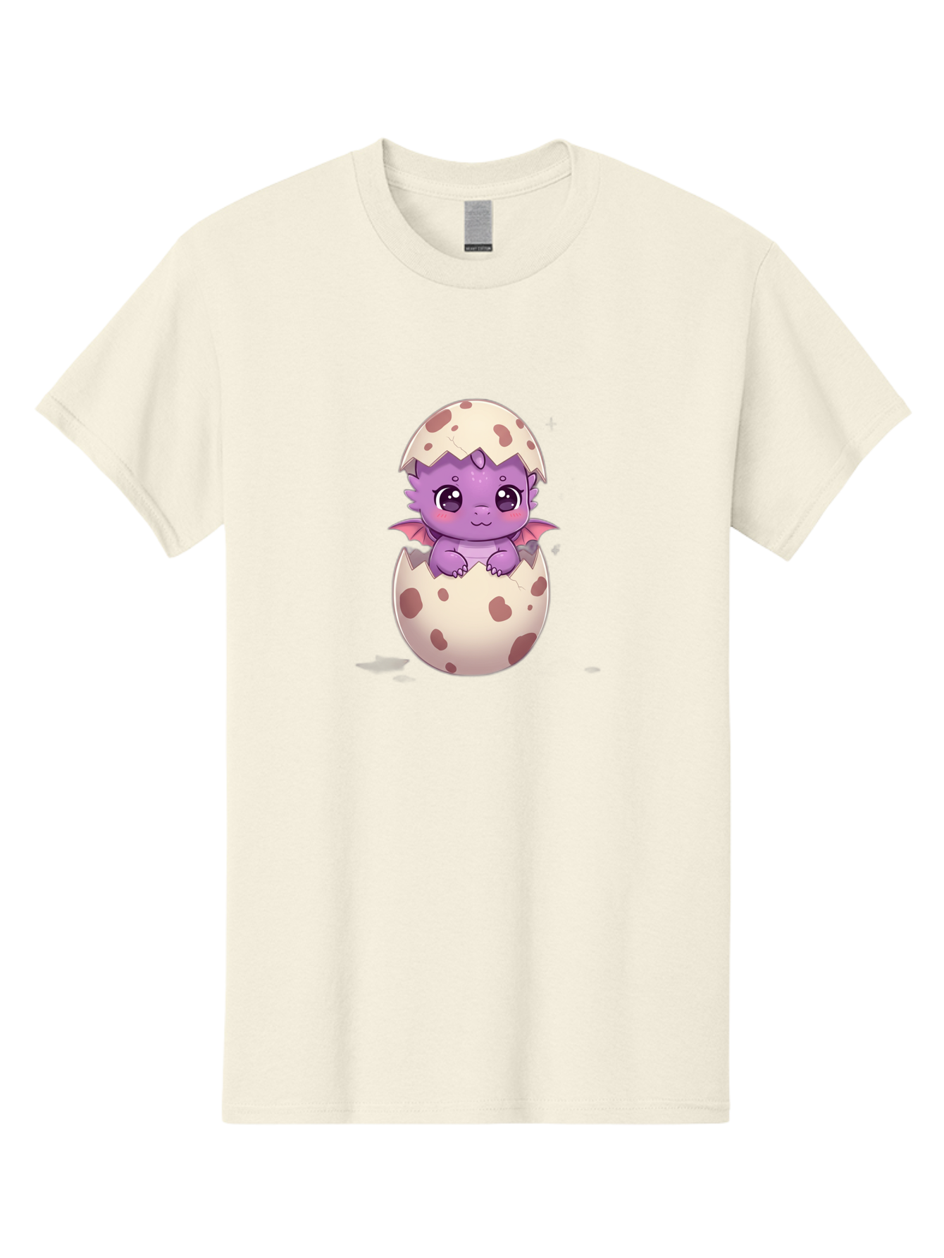 Purple-Dragon-Hatching Men'S Graphic Tee, 100% Cotton, Comfortable Casual Summer Wear, Machine Washable, Cute Dragon Hatching, Adorable Creature, Fantasy Art, Purple Dragon, Eggshell, Cartoon Character, Nursery Decor, Baby Dragon, Bac356