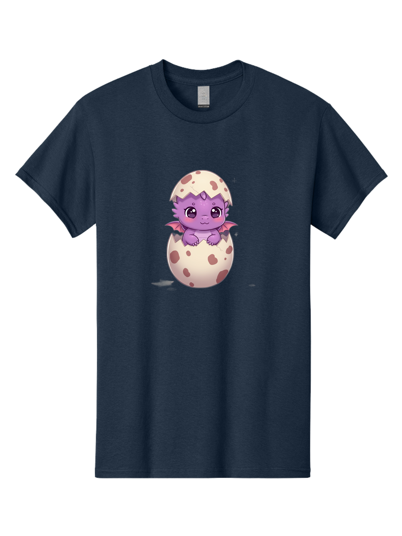 Purple-Dragon-Hatching Men'S Graphic Tee, 100% Cotton, Comfortable Casual Summer Wear, Machine Washable, Cute Dragon Hatching, Adorable Creature, Fantasy Art, Purple Dragon, Eggshell, Cartoon Character, Nursery Decor, Baby Dragon, Bac356