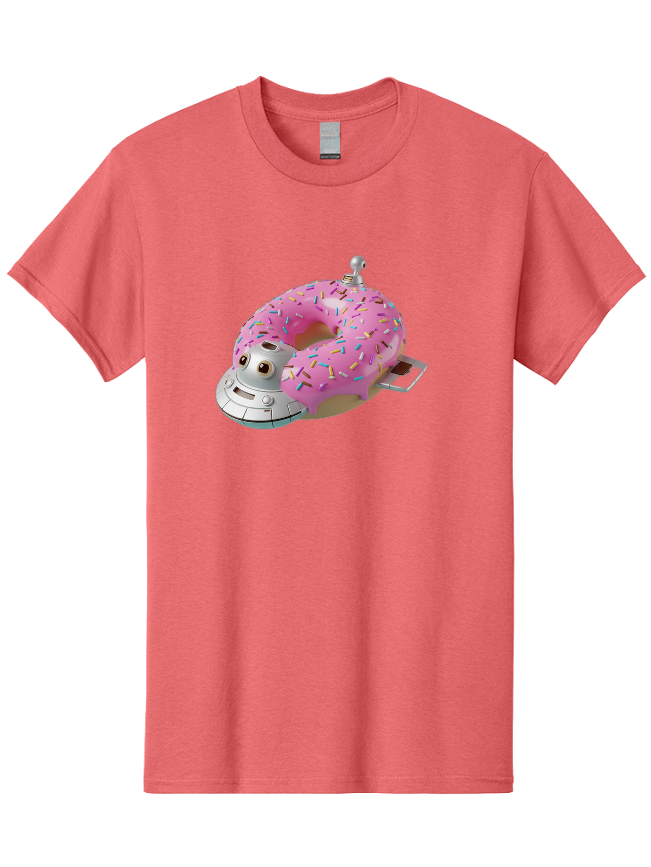 R2D2-Donut Men'S Graphic Tee, 100% Cotton, Comfortable Casual Summer Wear, Machine Washable, Pink Frosted Donut, Rainbow Sprinkles, R2D2 Robot, Star Wars Character, Sweet Treats, Whimsical Design, Playful Illustration, Colorful Dessert, Bac359