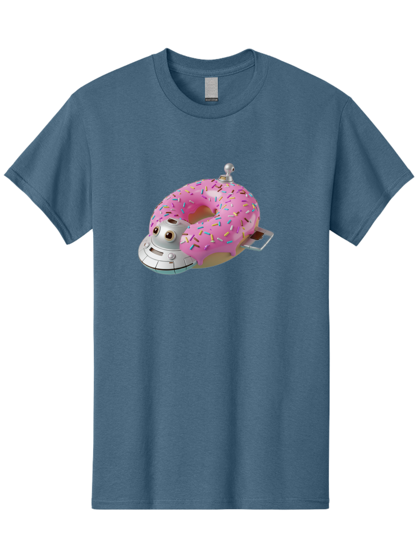 R2D2-Donut Men'S Graphic Tee, 100% Cotton, Comfortable Casual Summer Wear, Machine Washable, Pink Frosted Donut, Rainbow Sprinkles, R2D2 Robot, Star Wars Character, Sweet Treats, Whimsical Design, Playful Illustration, Colorful Dessert, Bac359