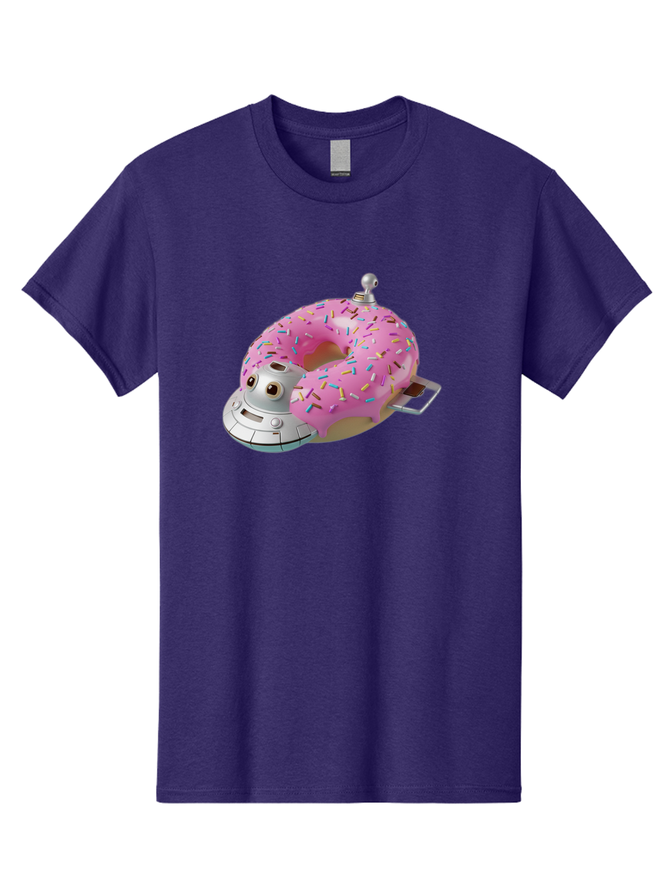 R2D2-Donut Men'S Graphic Tee, 100% Cotton, Comfortable Casual Summer Wear, Machine Washable, Pink Frosted Donut, Rainbow Sprinkles, R2D2 Robot, Star Wars Character, Sweet Treats, Whimsical Design, Playful Illustration, Colorful Dessert, Bac359