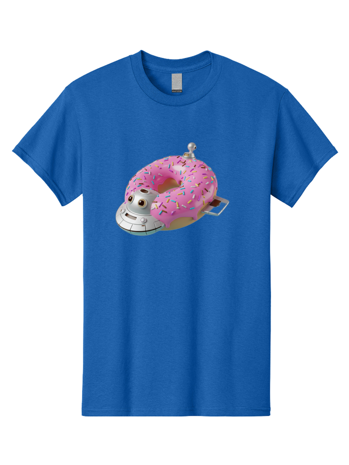 R2D2-Donut Men'S Graphic Tee, 100% Cotton, Comfortable Casual Summer Wear, Machine Washable, Pink Frosted Donut, Rainbow Sprinkles, R2D2 Robot, Star Wars Character, Sweet Treats, Whimsical Design, Playful Illustration, Colorful Dessert, Bac359