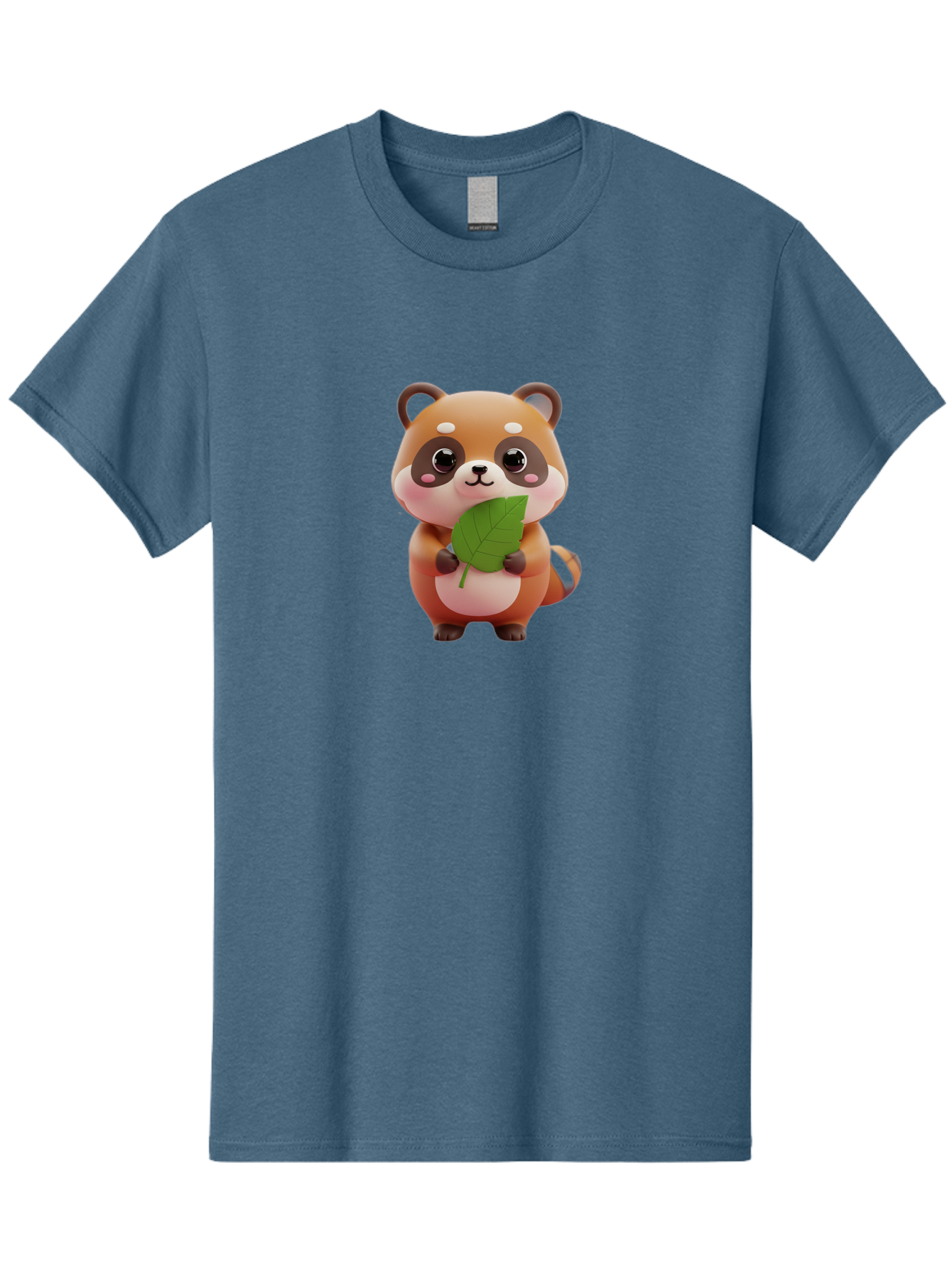 Red-Panda Men'S Graphic Tee, 100% Cotton, Comfortable Casual Summer Wear, Machine Washable, Cute Cartoon Red Panda, Kawaii Animal, Adorable Creature, Holding A Leaf, Cartoon Character, Red Panda Illustration, Kawaii Art, Digital Illustration, Bac364