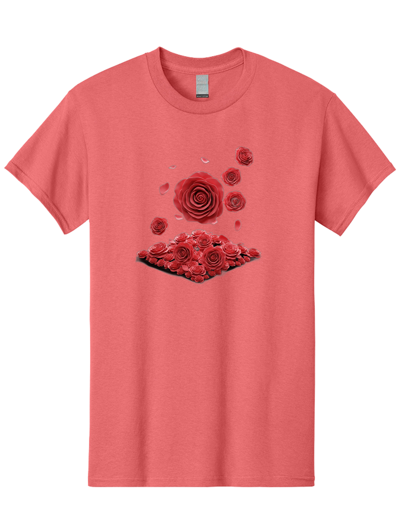 Red-Roses-1 Men'S Graphic Tee, 100% Cotton, Comfortable Casual Summer Wear, Machine Washable, Red Roses, Falling Flowers, Floral Arrangement, Rose Petals, Romantic Gesture, Love Symbol, Beautiful Blooms, Flower Power Bac365
