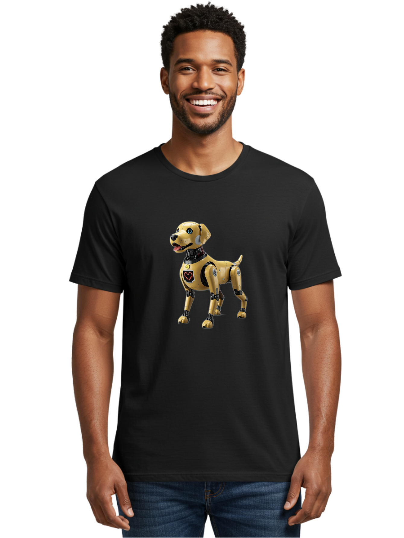 Robot-Dog Men'S Graphic Tee, 100% Cotton, Comfortable Casual Summer Wear, Machine Washable, Robotic Dog, Futuristic Pet, Artificial Intelligence, Cybernetic Canine, Tech-Savvy Companion, Mechanical Limbs, Robotic Joints, High-Tech Gadget, Bac373
