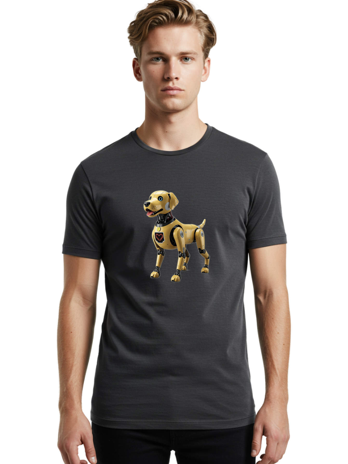 Robot-Dog Men'S Graphic Tee, 100% Cotton, Comfortable Casual Summer Wear, Machine Washable, Robotic Dog, Futuristic Pet, Artificial Intelligence, Cybernetic Canine, Tech-Savvy Companion, Mechanical Limbs, Robotic Joints, High-Tech Gadget, Bac373