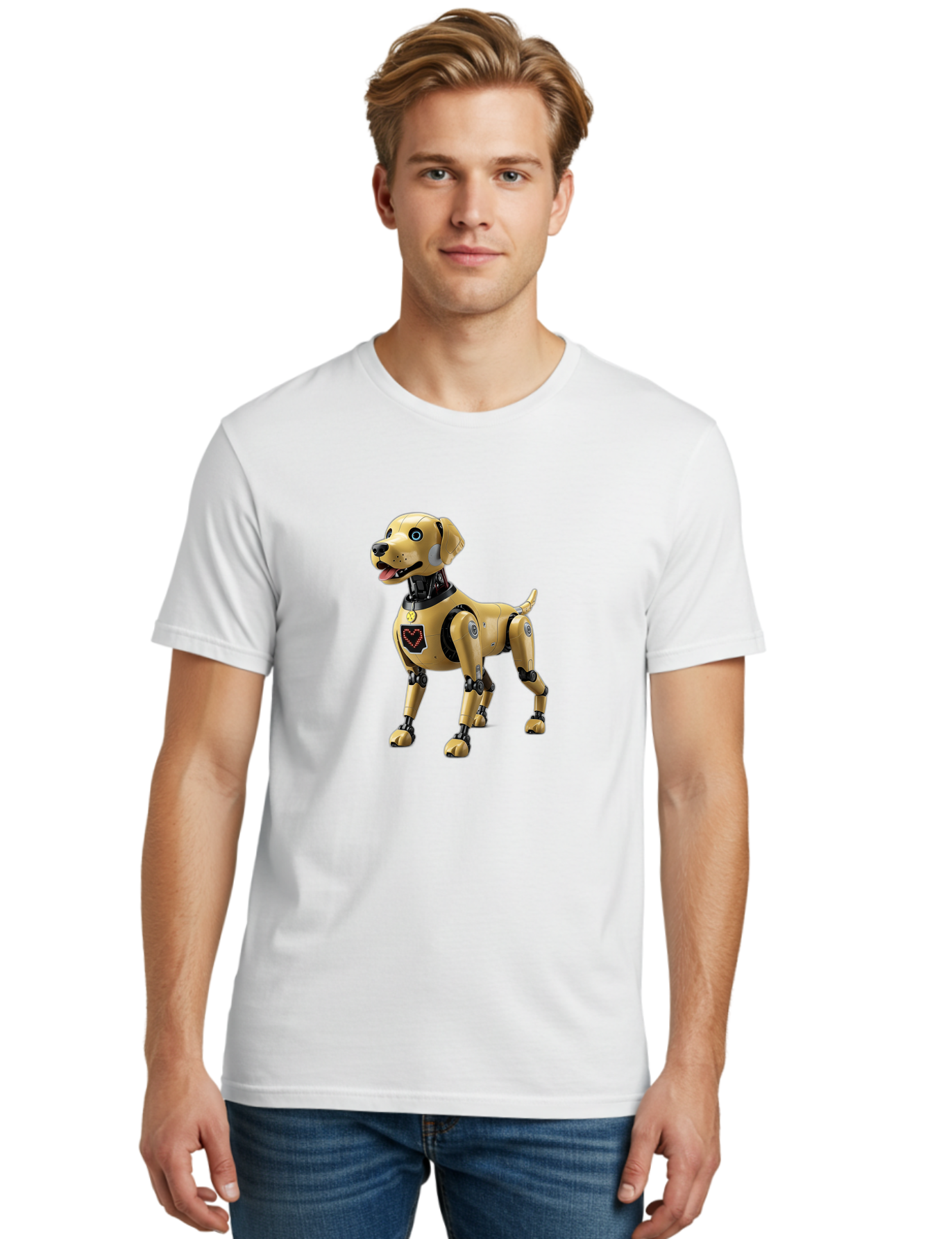 Robot-Dog Men'S Graphic Tee, 100% Cotton, Comfortable Casual Summer Wear, Machine Washable, Robotic Dog, Futuristic Pet, Artificial Intelligence, Cybernetic Canine, Tech-Savvy Companion, Mechanical Limbs, Robotic Joints, High-Tech Gadget, Bac373