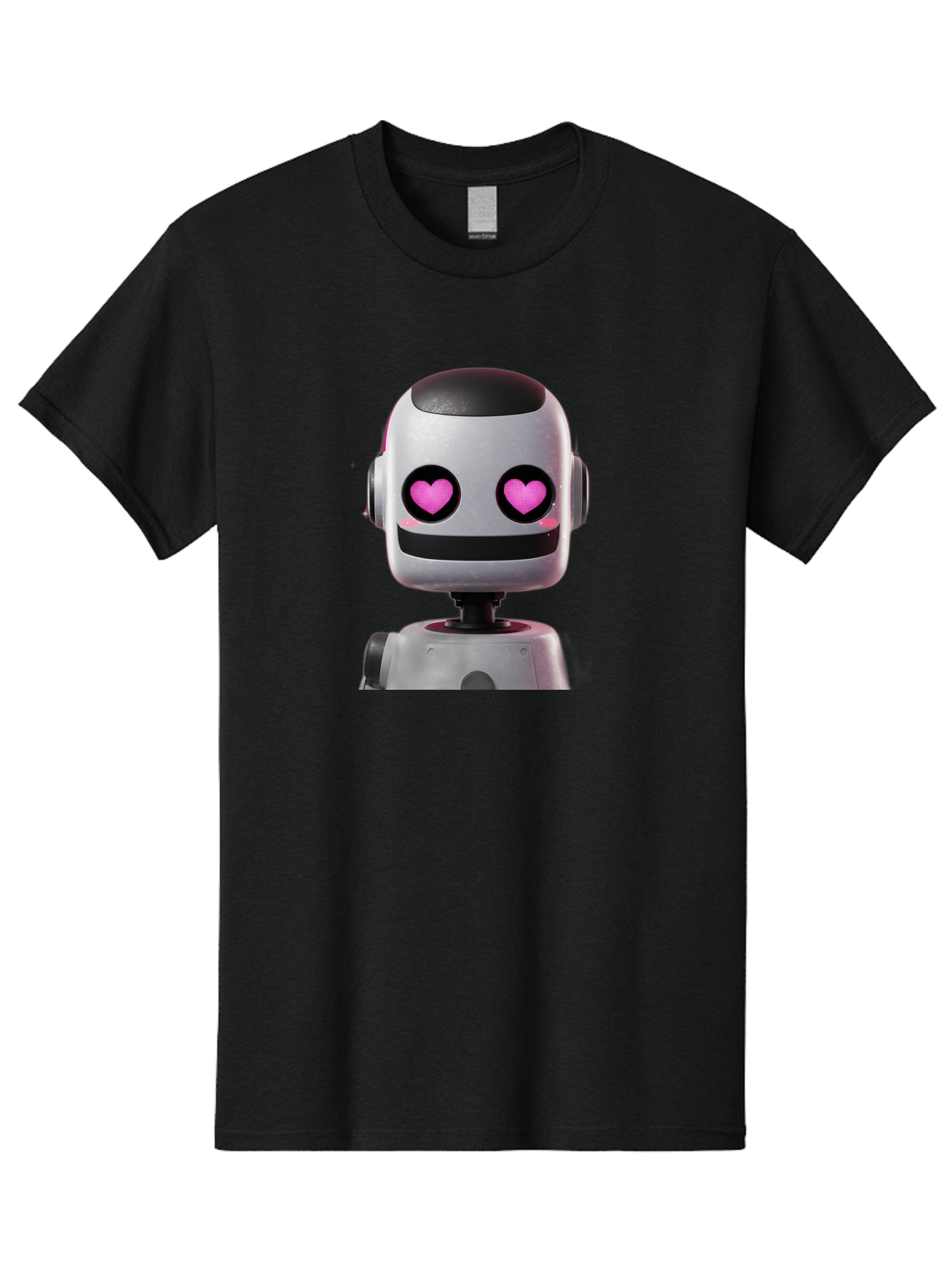Robot-With-Heart-Eyes Men'S Graphic Tee, 100% Cotton, Comfortable Casual Summer Wear, Machine Washable, Robot With Heart Eyes, Cute Robot, Artificial Intelligence, Machine Learning, Friendly Robot, Silver Robot, Pink Heart Eyes, Robotic Face, Bac377