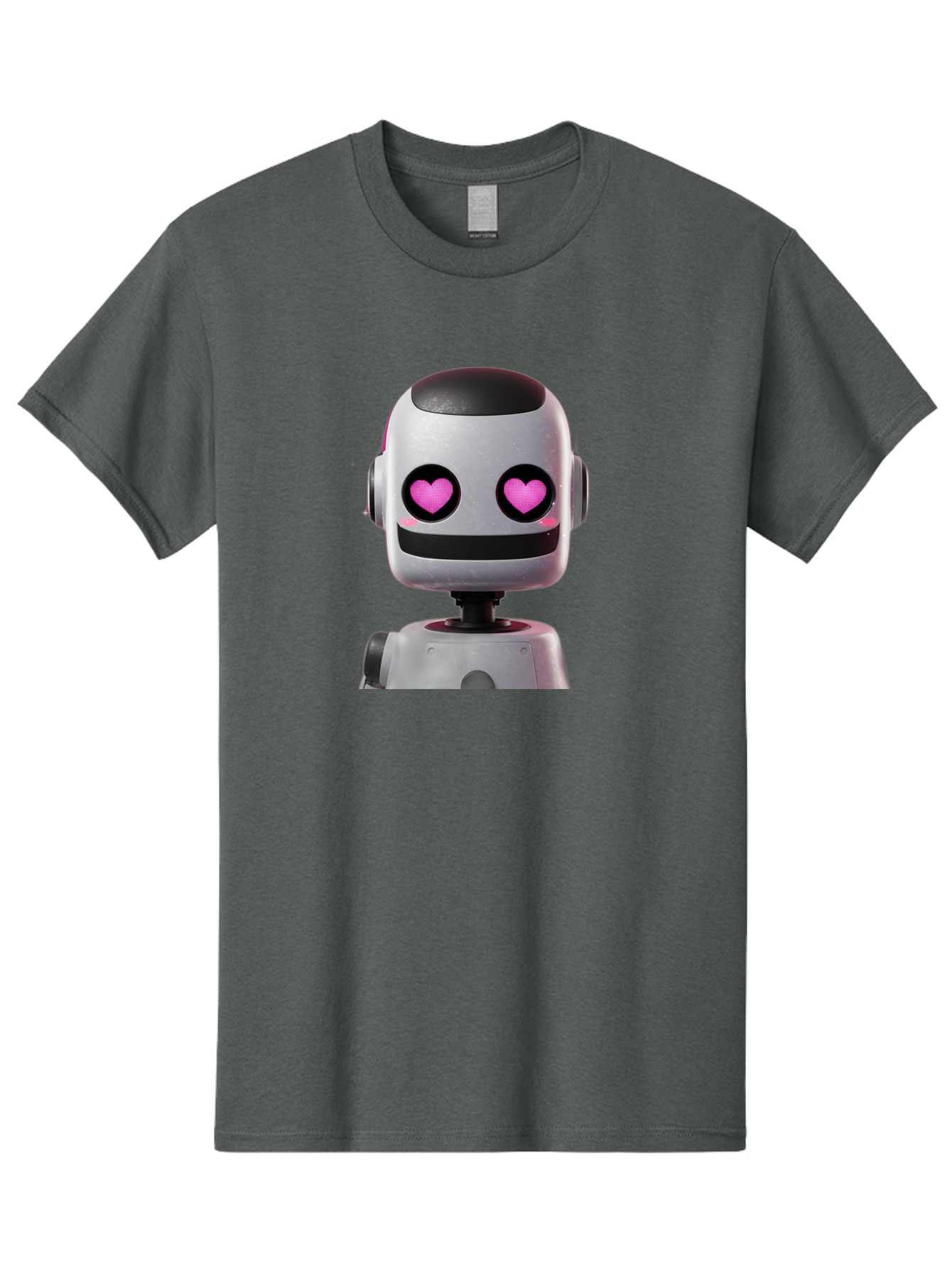 Robot-With-Heart-Eyes Men'S Graphic Tee, 100% Cotton, Comfortable Casual Summer Wear, Machine Washable, Robot With Heart Eyes, Cute Robot, Artificial Intelligence, Machine Learning, Friendly Robot, Silver Robot, Pink Heart Eyes, Robotic Face, Bac377