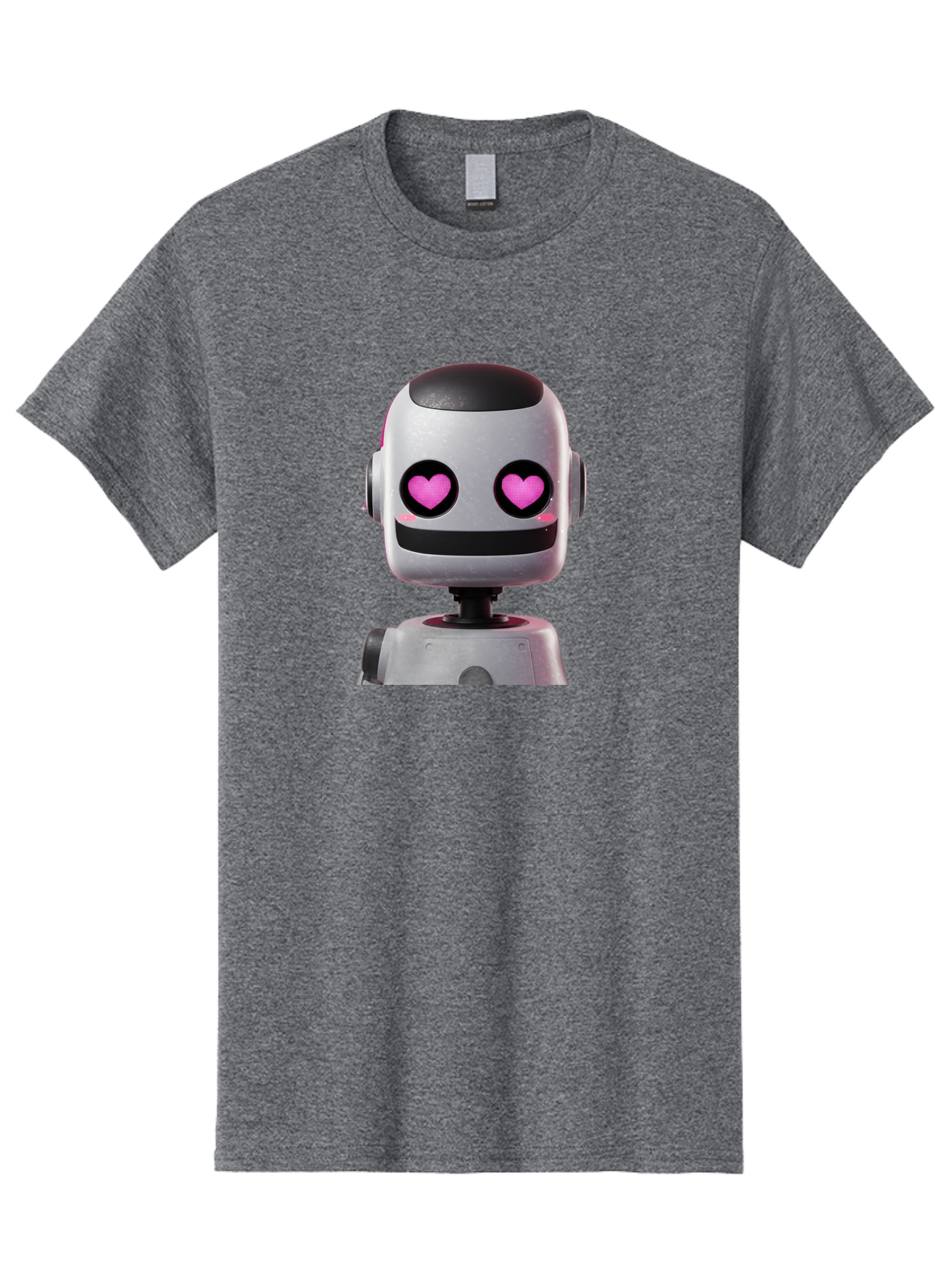 Robot-With-Heart-Eyes Men'S Graphic Tee, 100% Cotton, Comfortable Casual Summer Wear, Machine Washable, Robot With Heart Eyes, Cute Robot, Artificial Intelligence, Machine Learning, Friendly Robot, Silver Robot, Pink Heart Eyes, Robotic Face, Bac377