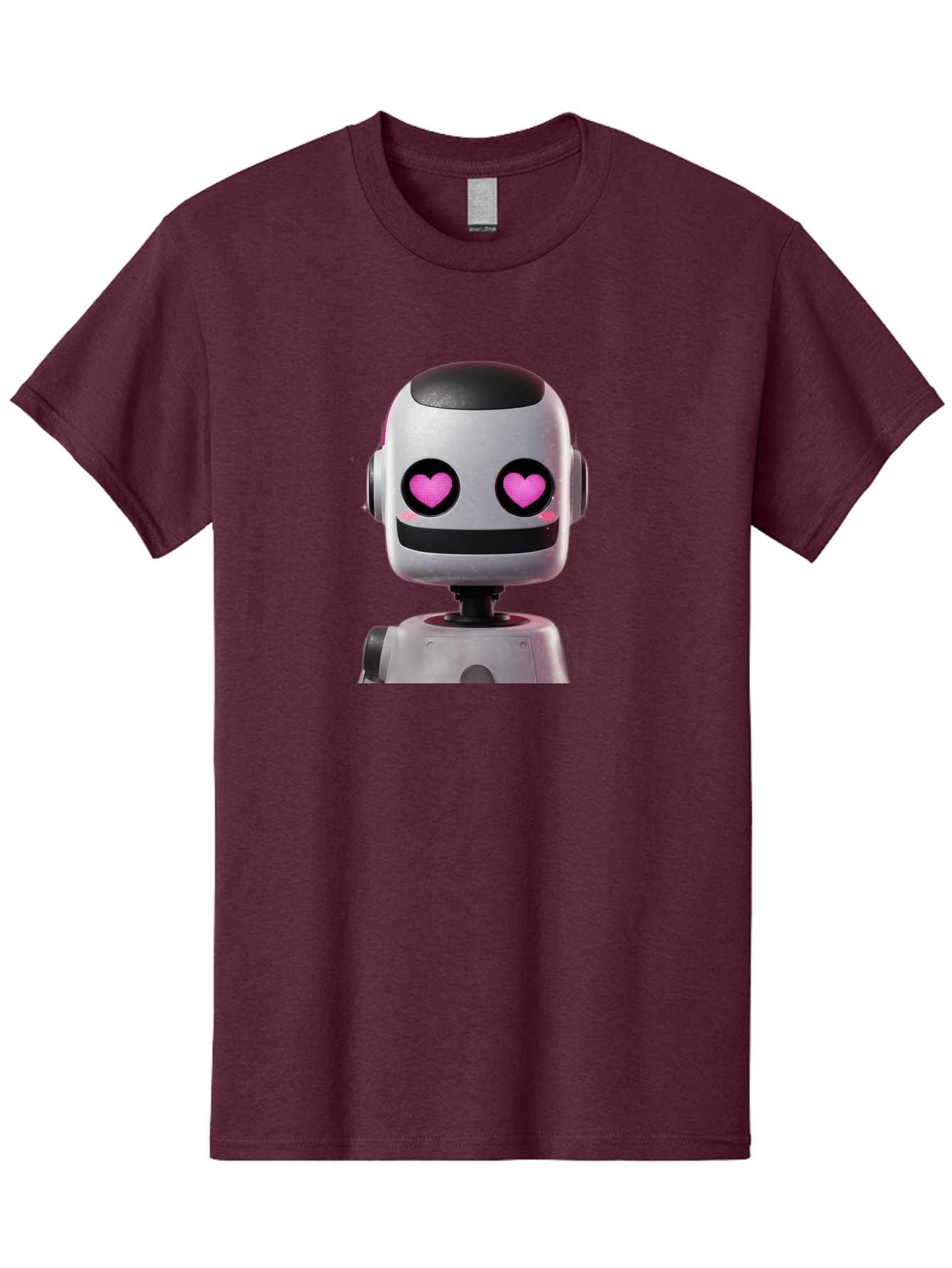 Robot-With-Heart-Eyes Men'S Graphic Tee, 100% Cotton, Comfortable Casual Summer Wear, Machine Washable, Robot With Heart Eyes, Cute Robot, Artificial Intelligence, Machine Learning, Friendly Robot, Silver Robot, Pink Heart Eyes, Robotic Face, Bac377