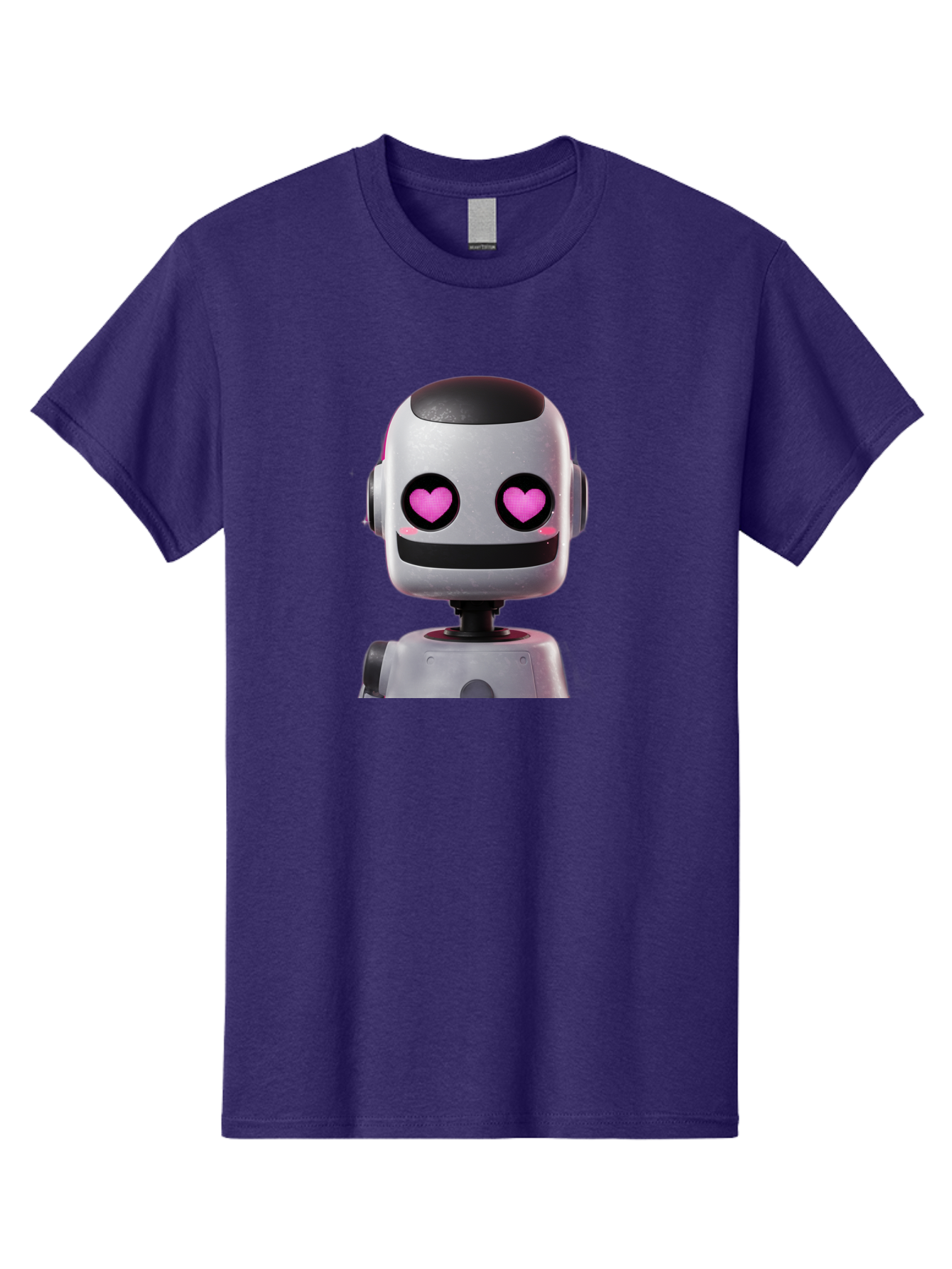Robot-With-Heart-Eyes Men'S Graphic Tee, 100% Cotton, Comfortable Casual Summer Wear, Machine Washable, Robot With Heart Eyes, Cute Robot, Artificial Intelligence, Machine Learning, Friendly Robot, Silver Robot, Pink Heart Eyes, Robotic Face, Bac377