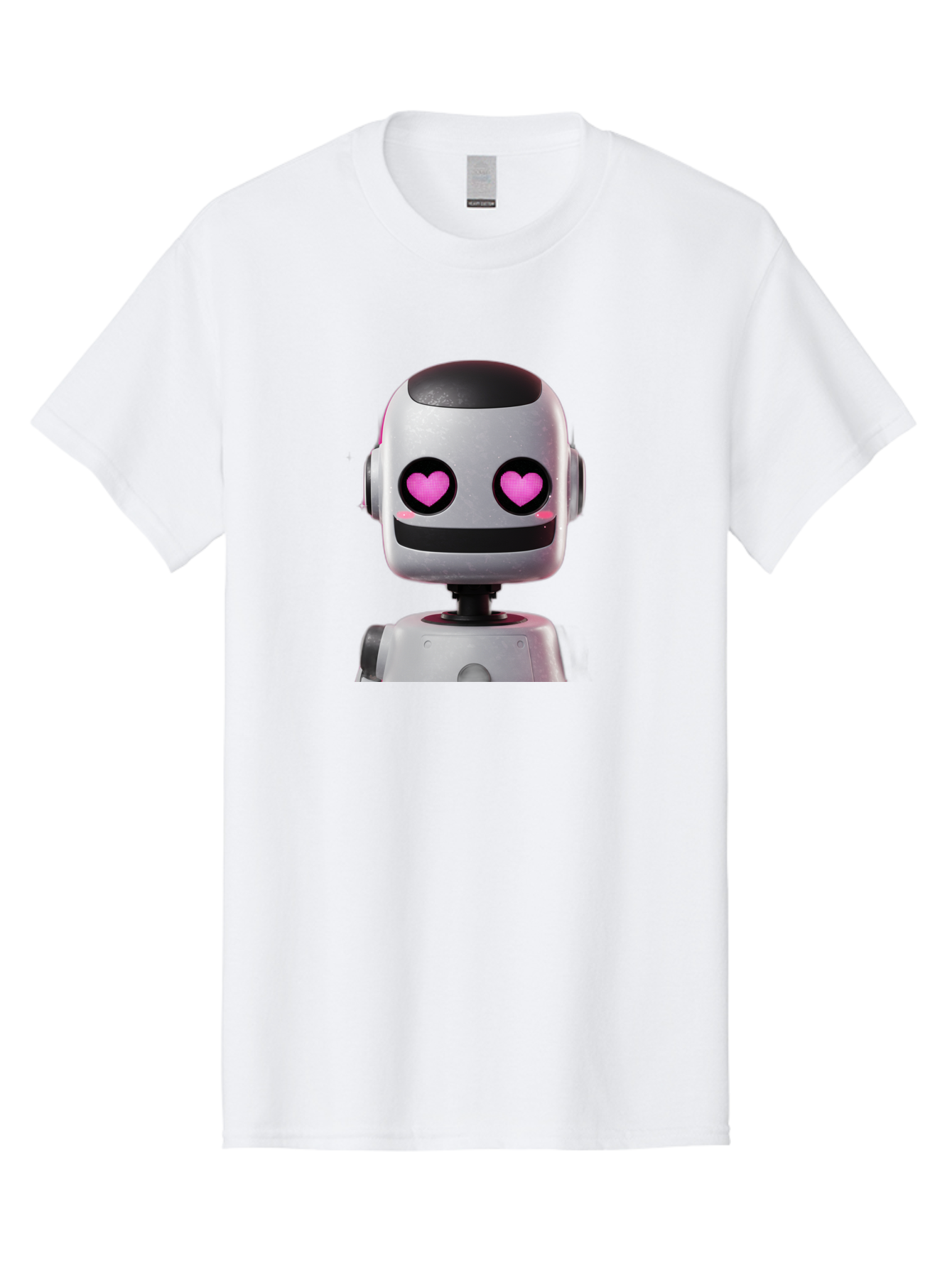 Robot-With-Heart-Eyes Men'S Graphic Tee, 100% Cotton, Comfortable Casual Summer Wear, Machine Washable, Robot With Heart Eyes, Cute Robot, Artificial Intelligence, Machine Learning, Friendly Robot, Silver Robot, Pink Heart Eyes, Robotic Face, Bac377