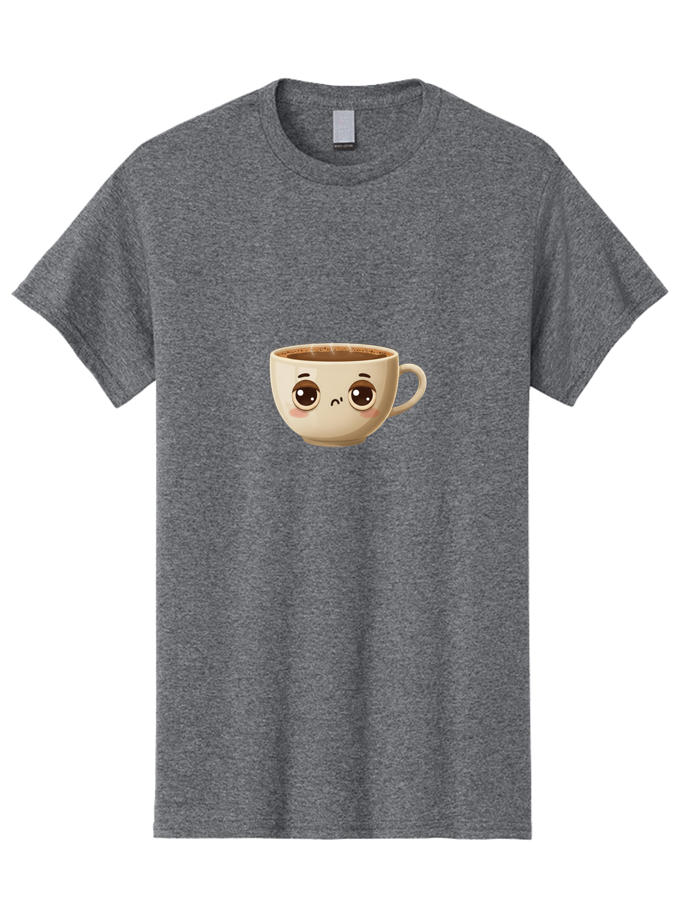 Sad-Coffee-Cup Men'S Graphic Tee, 100% Cotton, Comfortable Casual Summer Wear, Machine Washable, Cartoon Coffee Cup, Sad Face, Coffee Drink, Kawaii Character, Adorable Illustration, Coffee Break, Beverage Mug, Emotional Expression Bac381