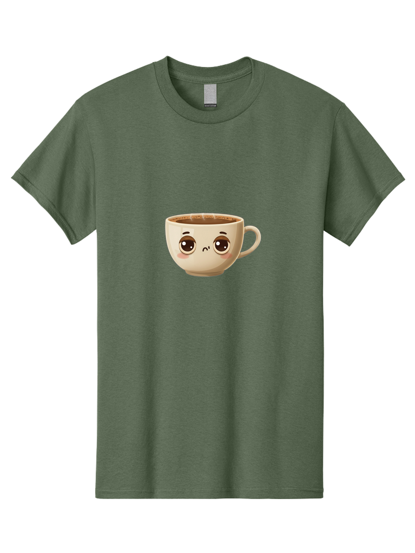 Sad-Coffee-Cup Men'S Graphic Tee, 100% Cotton, Comfortable Casual Summer Wear, Machine Washable, Cartoon Coffee Cup, Sad Face, Coffee Drink, Kawaii Character, Adorable Illustration, Coffee Break, Beverage Mug, Emotional Expression Bac381
