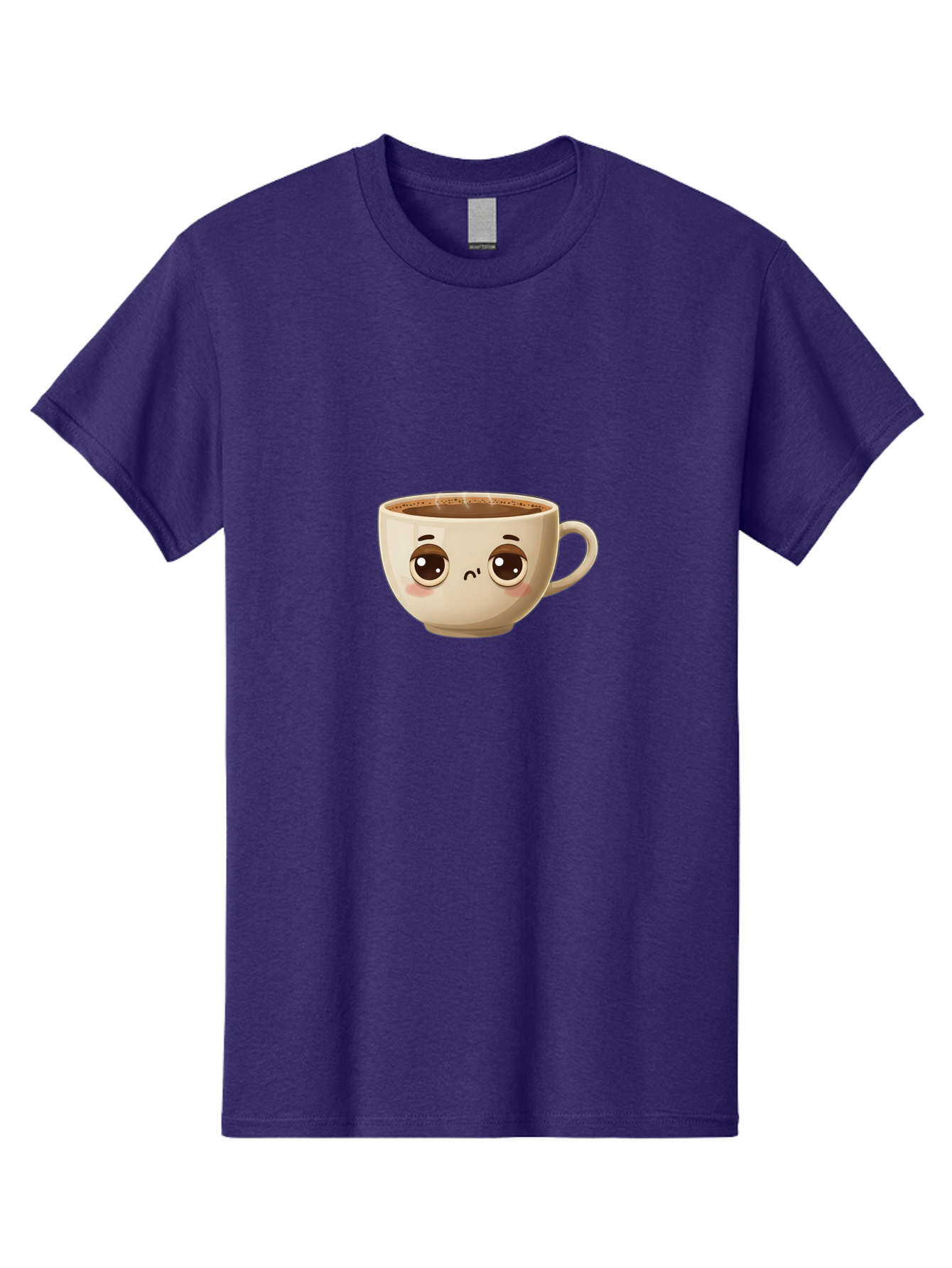 Sad-Coffee-Cup Men'S Graphic Tee, 100% Cotton, Comfortable Casual Summer Wear, Machine Washable, Cartoon Coffee Cup, Sad Face, Coffee Drink, Kawaii Character, Adorable Illustration, Coffee Break, Beverage Mug, Emotional Expression Bac381