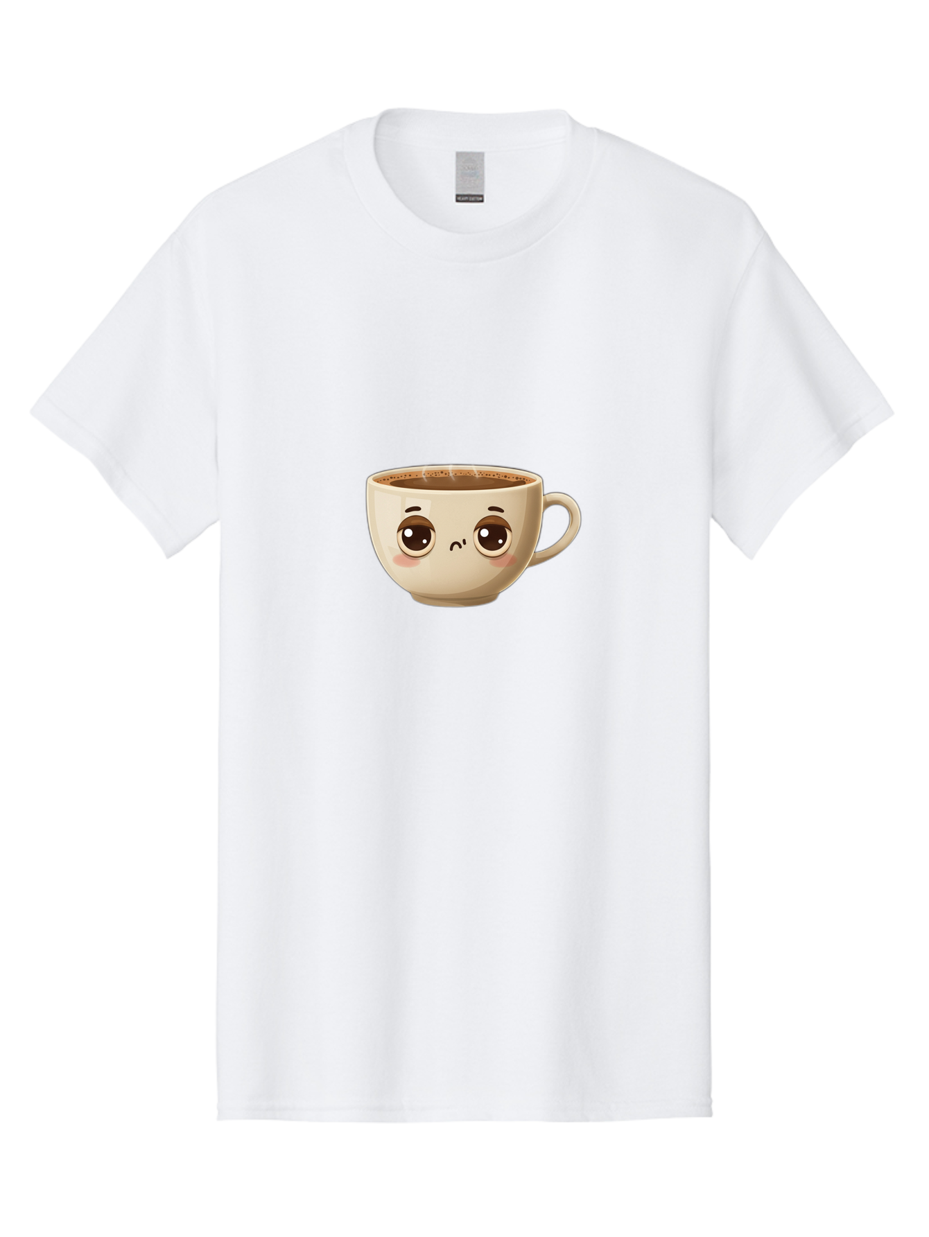 Sad-Coffee-Cup Men'S Graphic Tee, 100% Cotton, Comfortable Casual Summer Wear, Machine Washable, Cartoon Coffee Cup, Sad Face, Coffee Drink, Kawaii Character, Adorable Illustration, Coffee Break, Beverage Mug, Emotional Expression Bac381