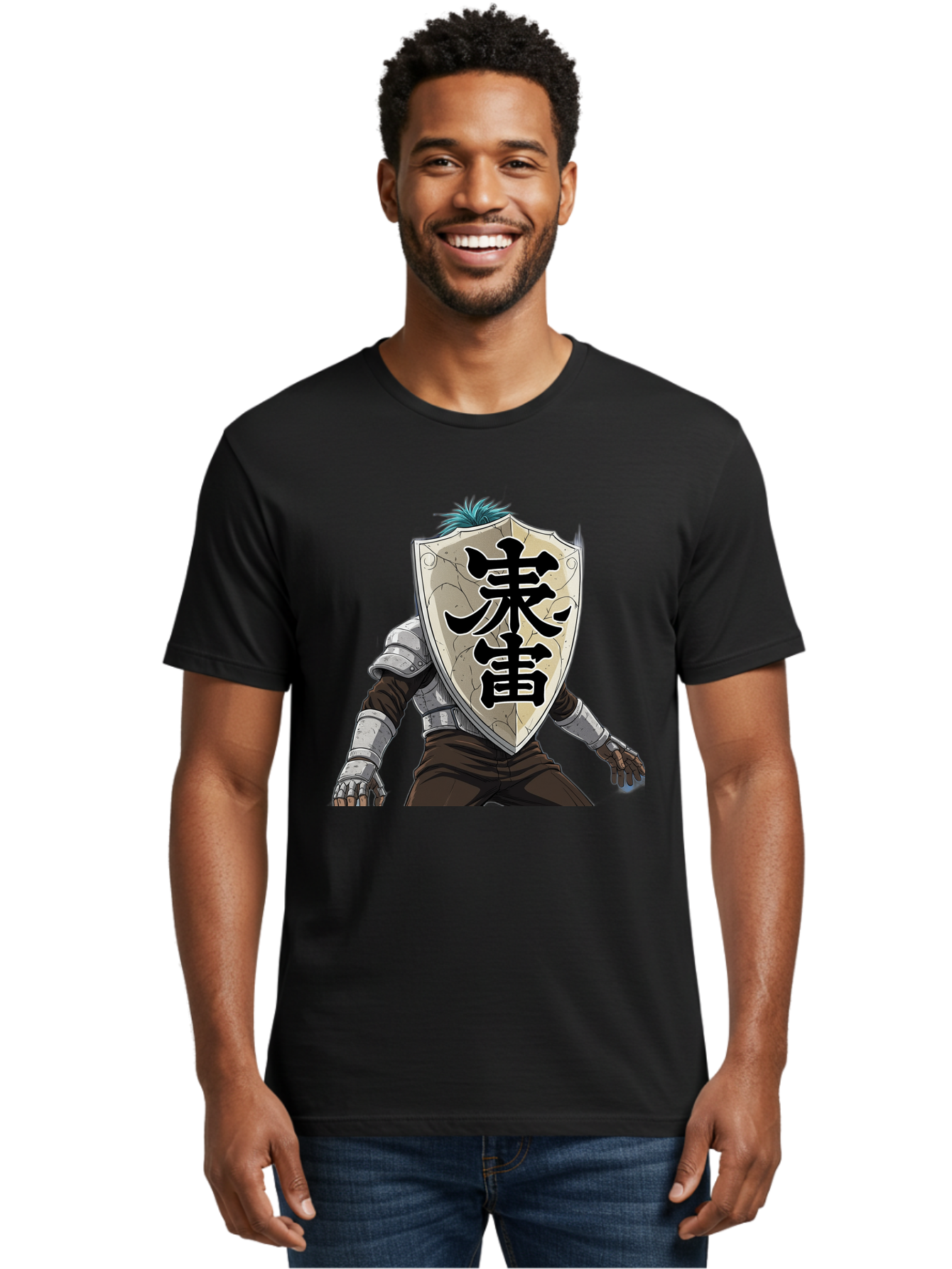 Samurai Men'S Graphic Tee, 100% Cotton, Comfortable Casual Summer Wear, Machine Washable, Samurai Armor, Japanese Warrior, Medieval Armor, Silver Armor, Kanji Characters, Feudal Japan, Bushido Code, Martial Arts Bac389
