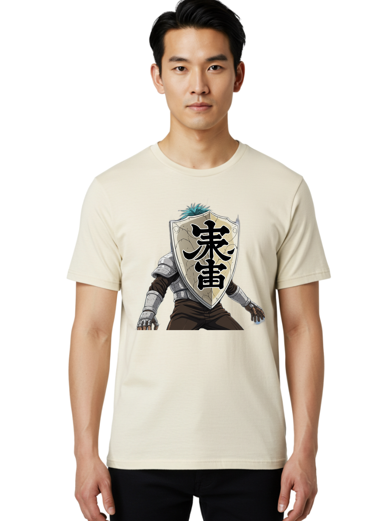 Samurai Men'S Graphic Tee, 100% Cotton, Comfortable Casual Summer Wear, Machine Washable, Samurai Armor, Japanese Warrior, Medieval Armor, Silver Armor, Kanji Characters, Feudal Japan, Bushido Code, Martial Arts Bac389