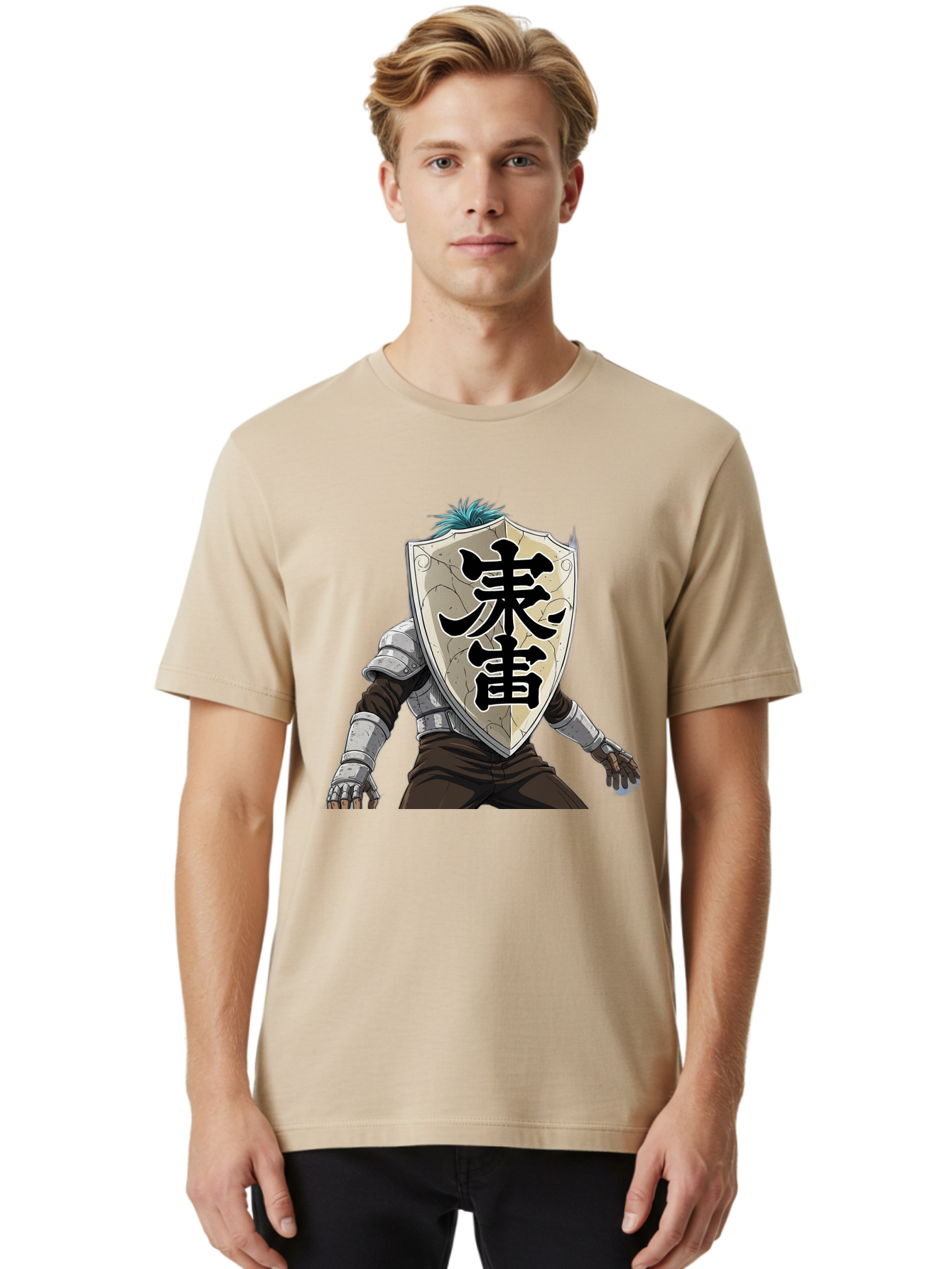 Samurai Men'S Graphic Tee, 100% Cotton, Comfortable Casual Summer Wear, Machine Washable, Samurai Armor, Japanese Warrior, Medieval Armor, Silver Armor, Kanji Characters, Feudal Japan, Bushido Code, Martial Arts Bac389