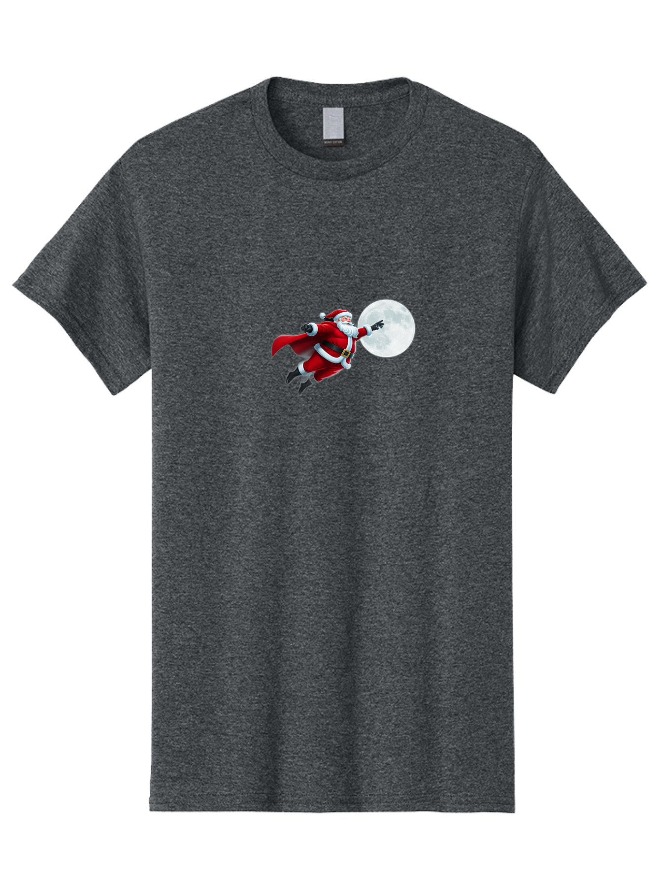 Santa-Claus-1 Men'S Graphic Tee, 100% Cotton, Comfortable Casual Summer Wear, Machine Washable, Santa Claus Flying Through Space, Holding A Gun, Full Moon, Christmas Icon, Festive Character, Holiday Cheer, Jolly Old Man, Gift Giving, Red Suit, Bac391