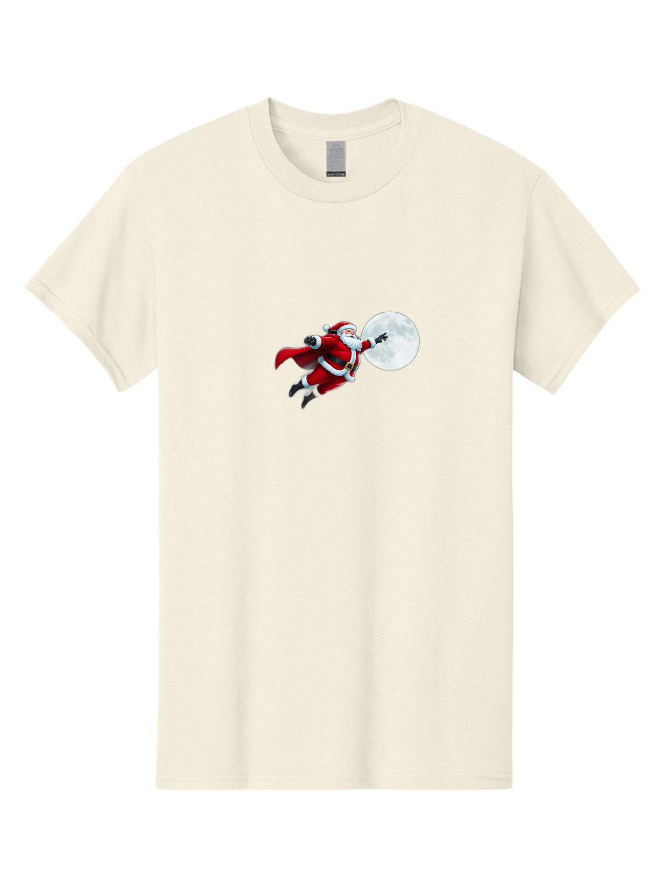 Santa-Claus-1 Men'S Graphic Tee, 100% Cotton, Comfortable Casual Summer Wear, Machine Washable, Santa Claus Flying Through Space, Holding A Gun, Full Moon, Christmas Icon, Festive Character, Holiday Cheer, Jolly Old Man, Gift Giving, Red Suit, Bac391